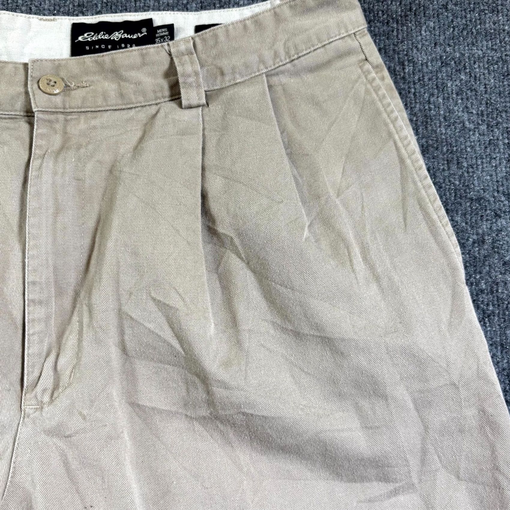 Eddie Bauer Eddie Bauer Chino Pant Men's 35x32 Beige Cotton Academia Preppy Business Career Size US 35 - 2 Thumbnail