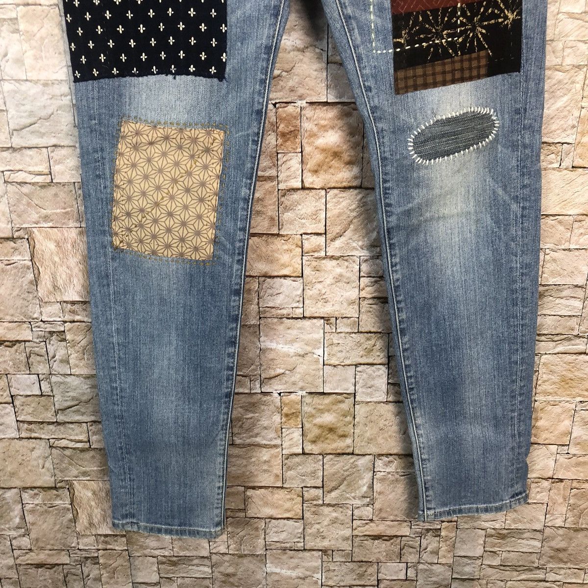 LOWRYS FARM Lowrys Farm sashiko patchwork Blue Denim Pants #A75 Size US 30 / EU 46 - 7 Thumbnail