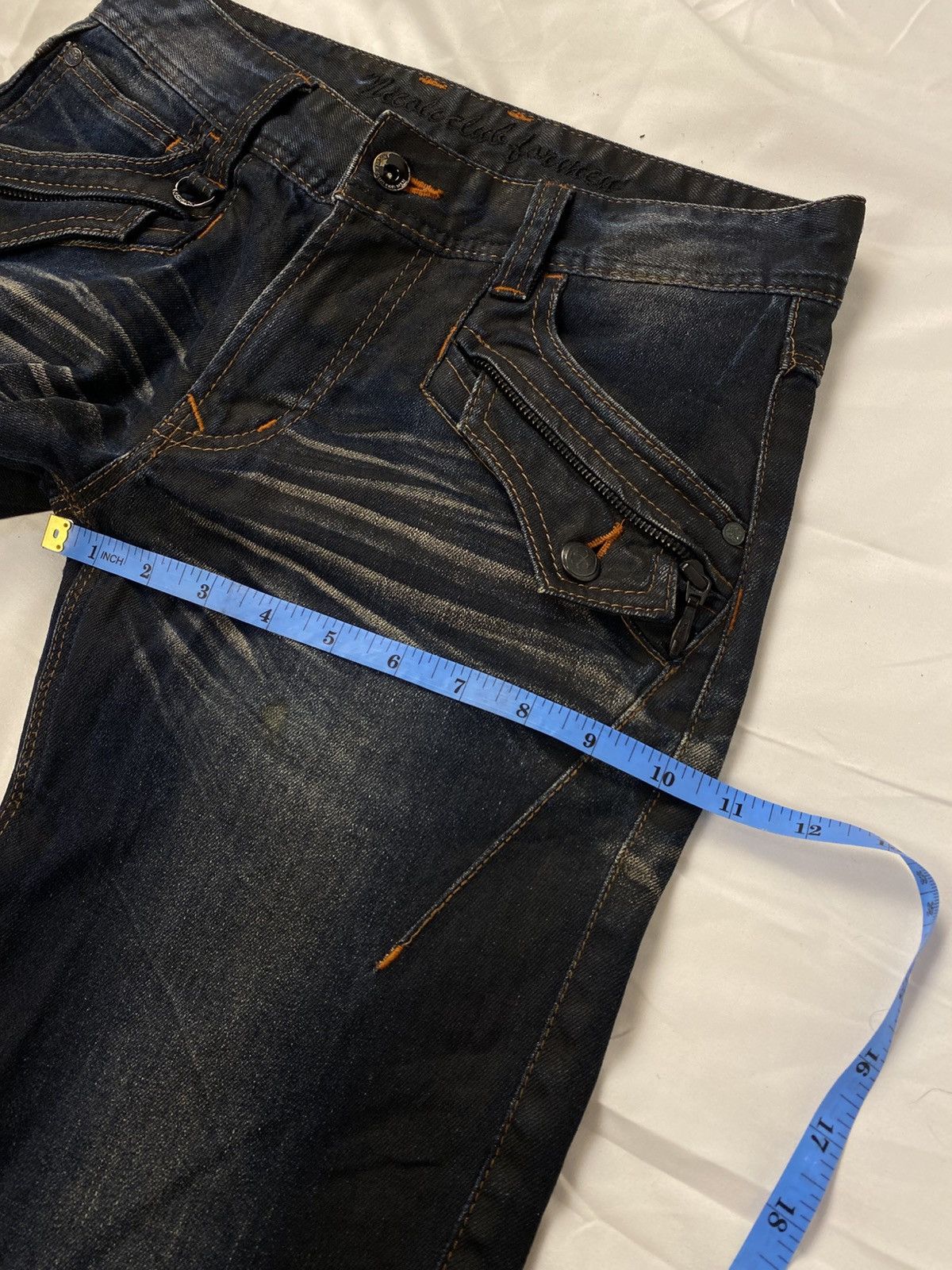 If Six Was Nine Rare 🔥 Nicole Club for Men Waxed Mud Wash Flared Denim Jeans Size US 30 / EU 46 - 21 Thumbnail