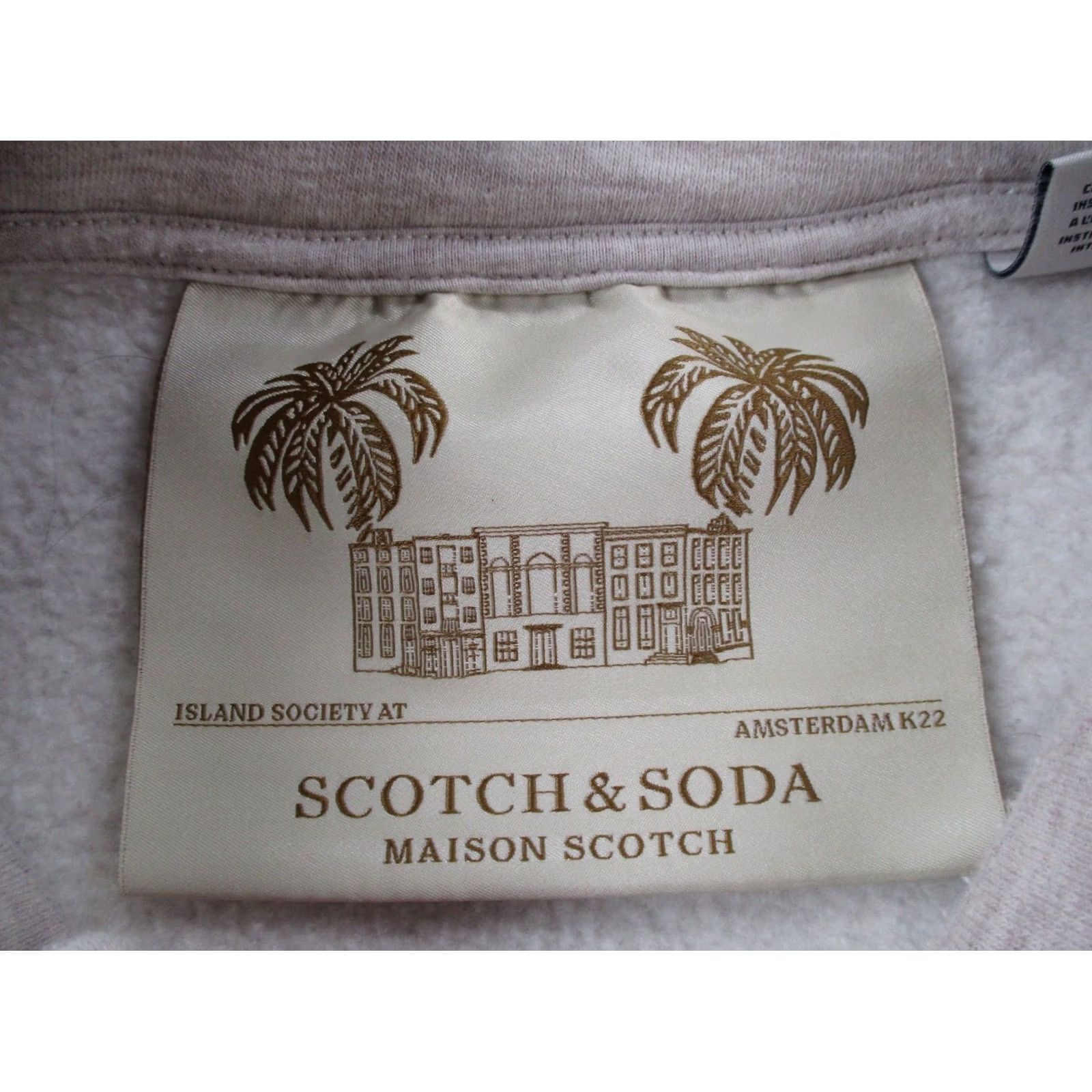 Scotch & Soda Scotch & Soda Sweatshirt Womens M Beige Cropped Henley Pullover Casual Knit Long Sleeve Logo Size M / US 6-8 / IT 42-44 - 6 Thumbnail