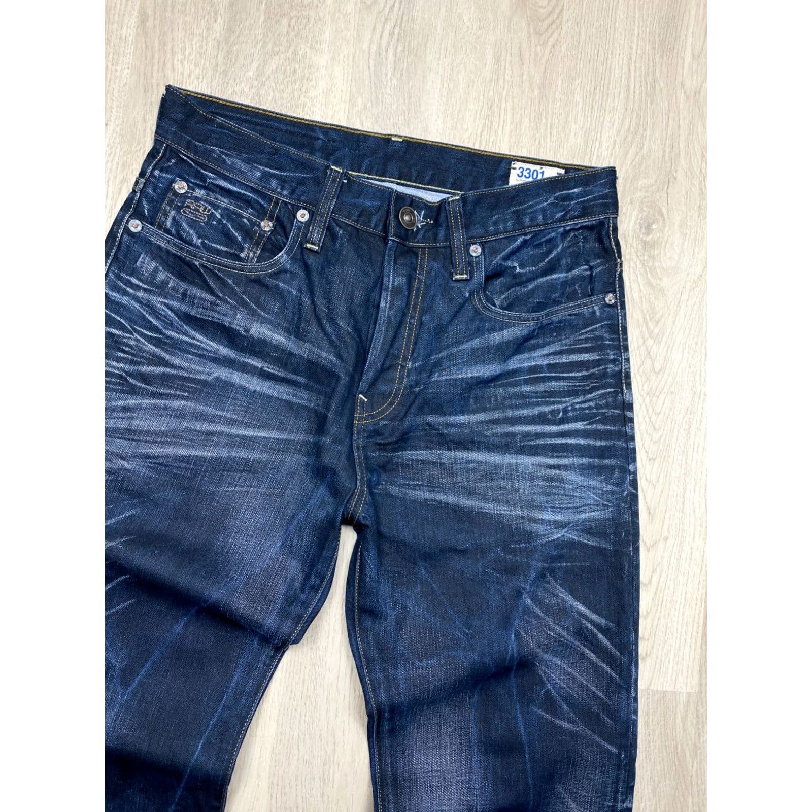 G-Star G-Star RAW 3301 Vintage Mens Jeans Denim Pants Size 30 Blue Cotton Regular Straight Pockets 34in Inseam Mens Size US 30 / EU 46 - 2 Thumbnail