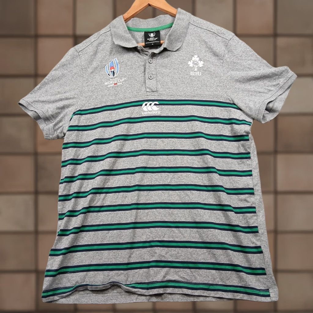 Vintage Canterbury IRFU Ireland Rugby World Cup 2019 Polo Shirt XL Gray Mens Size US XL / EU 56 / 4 - 1 Thumbnail