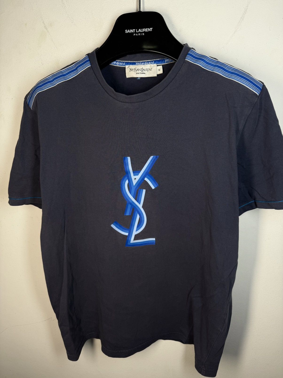 Yves Saint Laurent Blue YSL T-shirt Big Logo Vintage Yves Saint Laurent Shirt Size US S / EU 44-46 / 1 - 14 Thumbnail