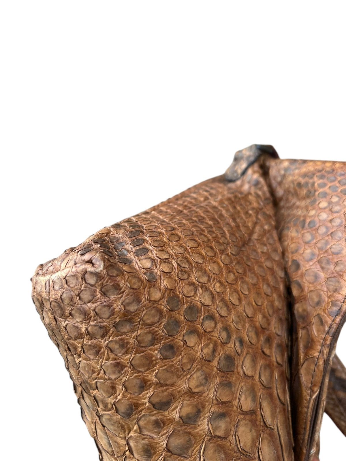 Leather Vintage Unknown Japan Brand Patina Python Skin Leather Bag Size ONE SIZE - 16 Thumbnail