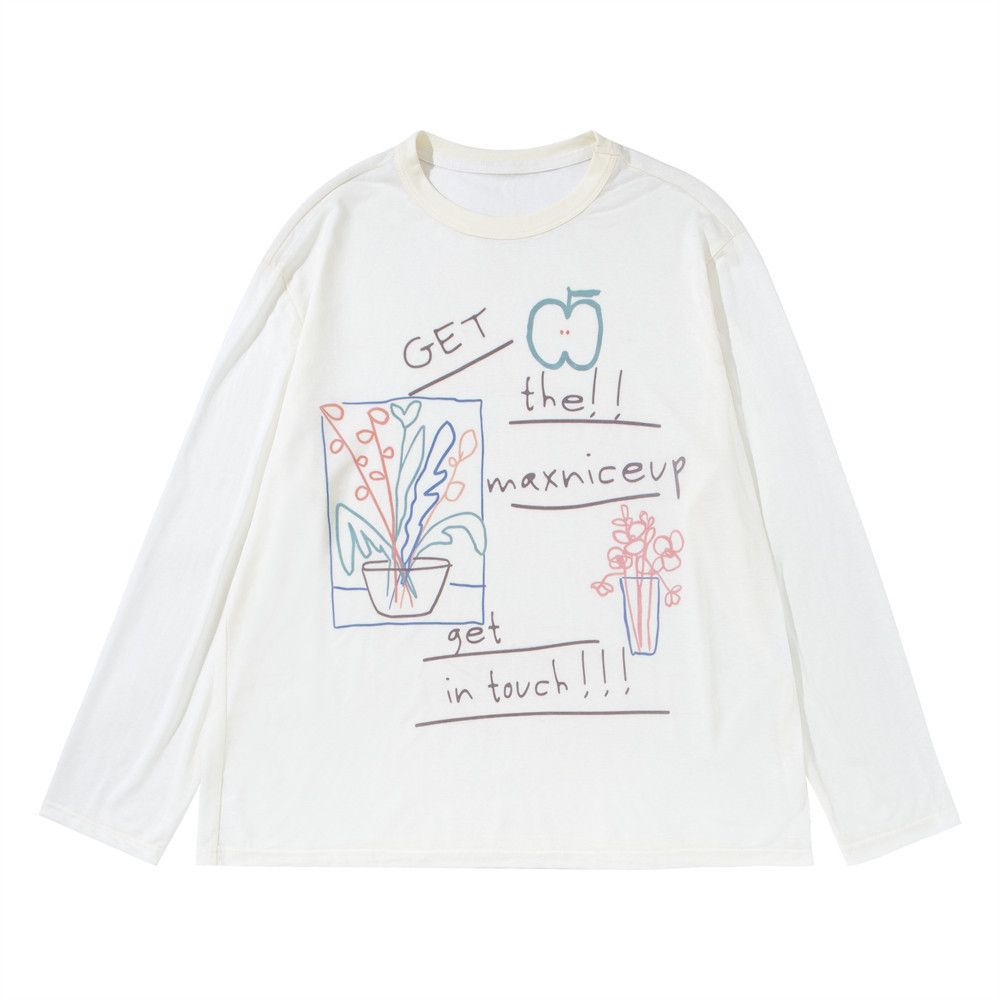 Japanese Brand Men's Loose Long-Sleeve T-Shirt with Playful Graffiti Print Size US M / EU 48-50 / 2 - 1 Thumbnail