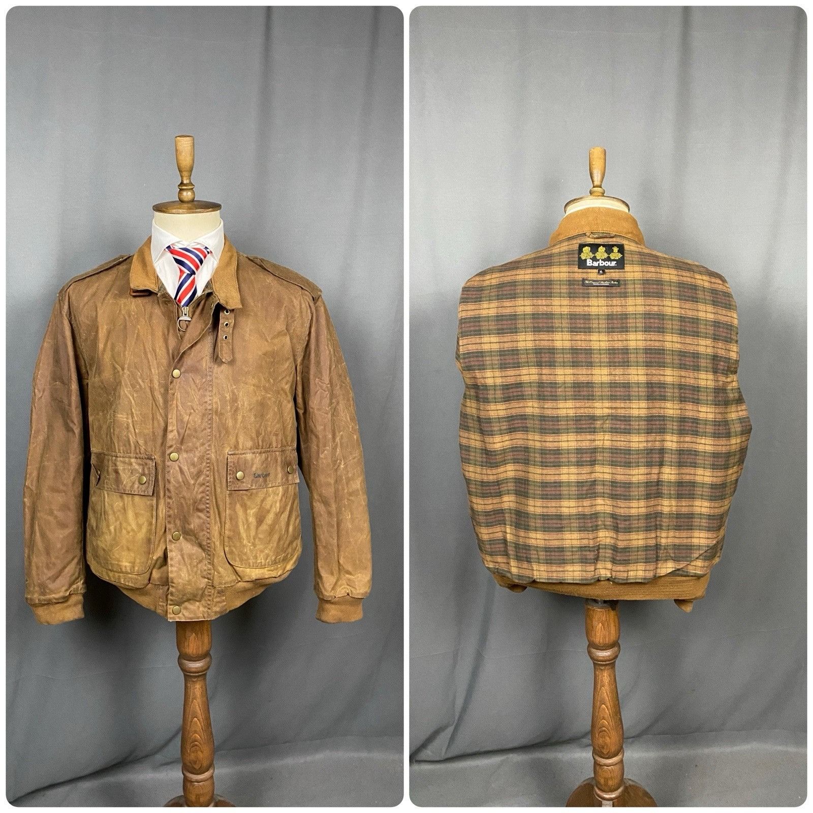 Barbour Babrour Flyer Men's Brown Waxed Bomber Jacket Size XL Size US XL / EU 56 / 4 - 1 Thumbnail