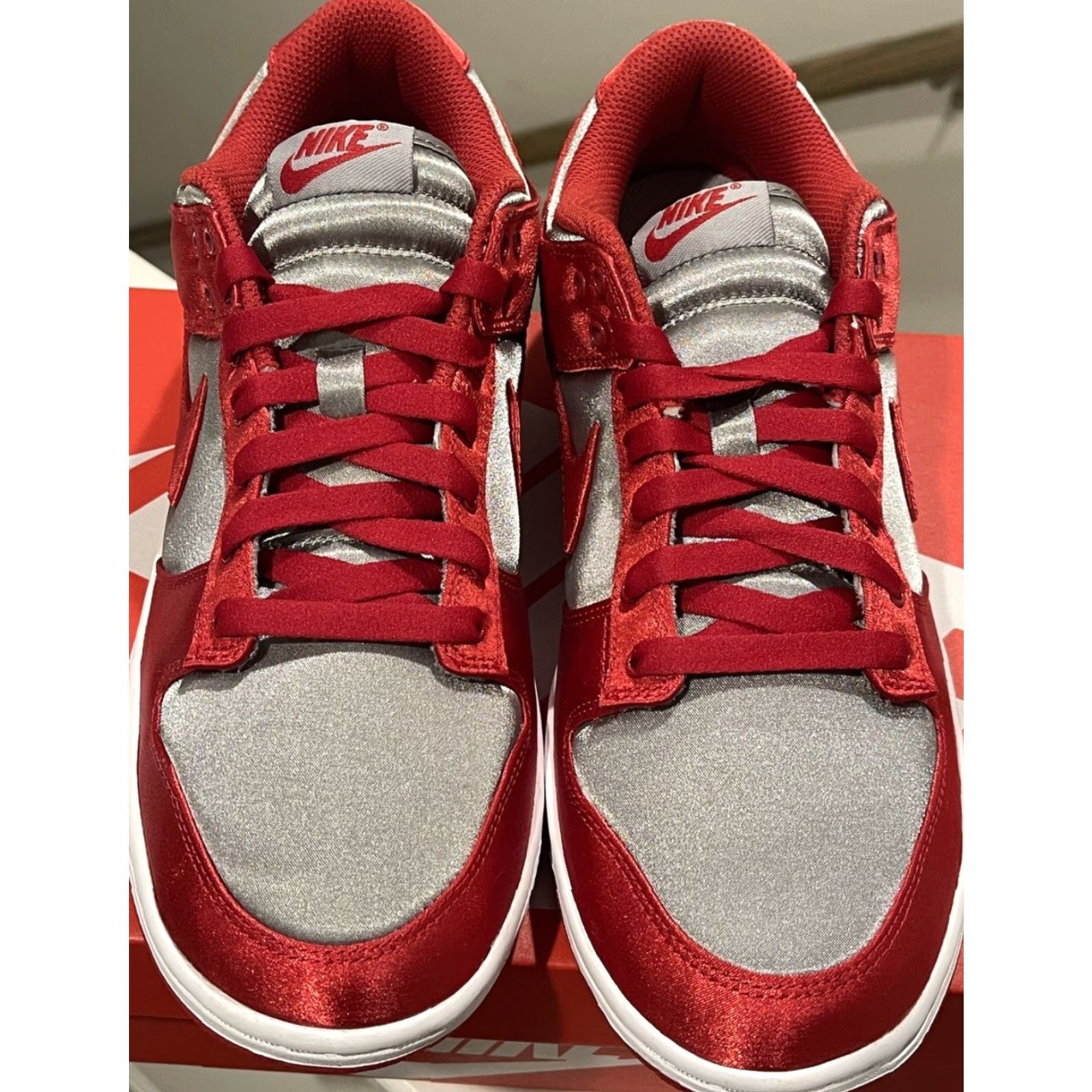 Nike Nike Dunk Low Varsity Red Medium Grey UNLV Satin Sz 9 Women’s Size US 9 / IT 39 - 2 Thumbnail