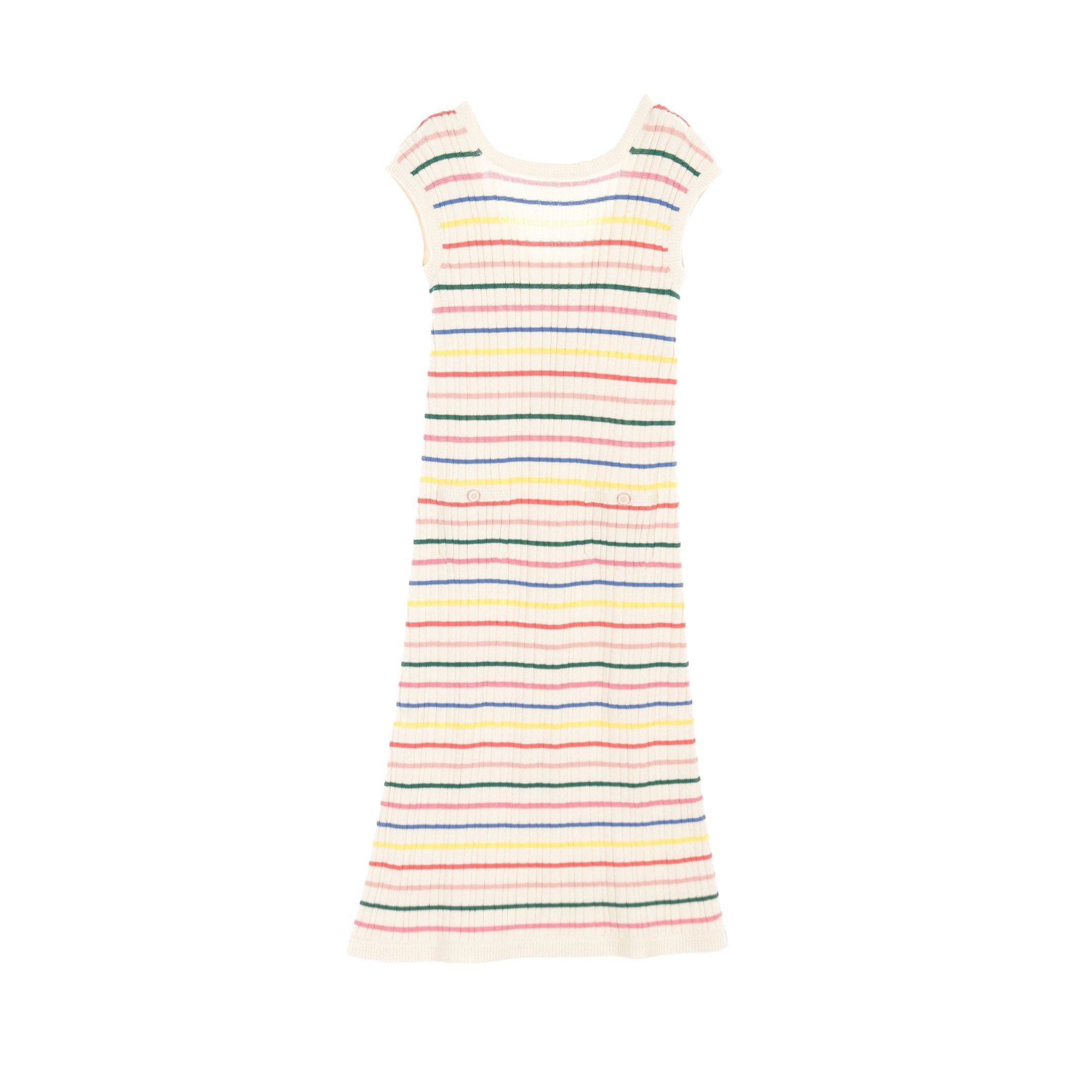 Chanel Chanel Knit Dress No Sleeve Stripes Cotton Silk Ivory Multicolor Size ONE SIZE - 1 Thumbnail