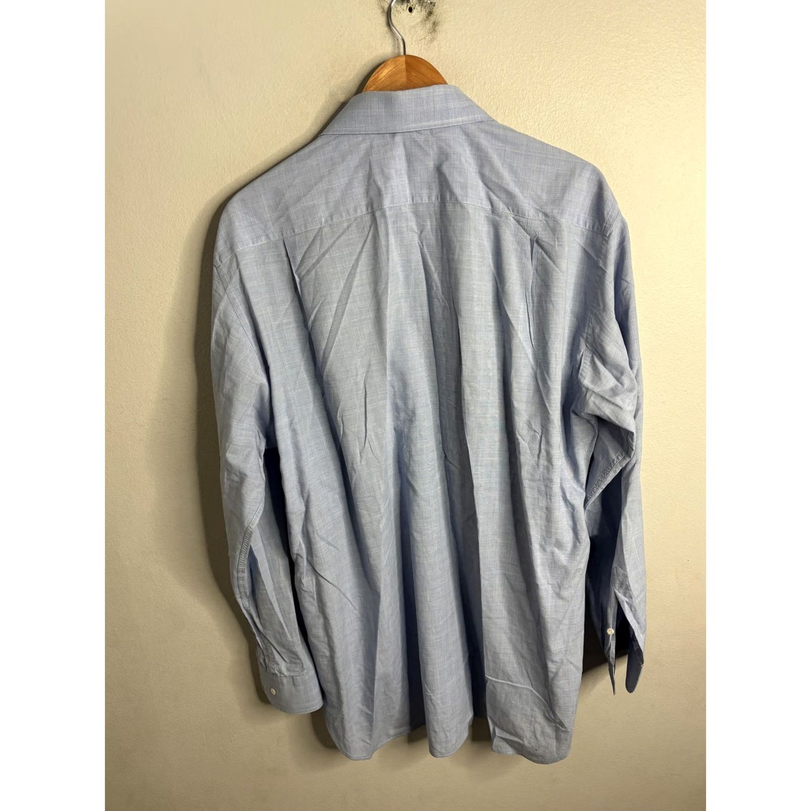 Les Copains Les Copains Shirt Mens 16.5 Blue Check Made In Italy Dress Long Sleeve Shirt Dress Shirt Mens Blue Check 16.5 Italy Business Workwear Size 46R - 5 Thumbnail