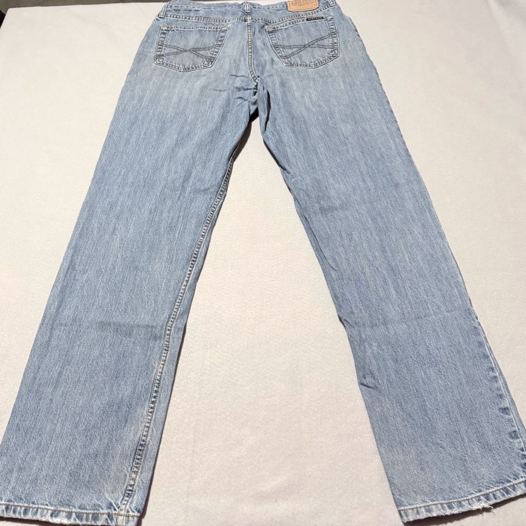 Stetson VINTAGE Stetson Jeans Men's Light Wash Denim Classic Straight Zip Fly 35X36 Blue Men Jeans 35x36 Vintage Cowboy 90s Western Mens Size US 35 - 2 Thumbnail