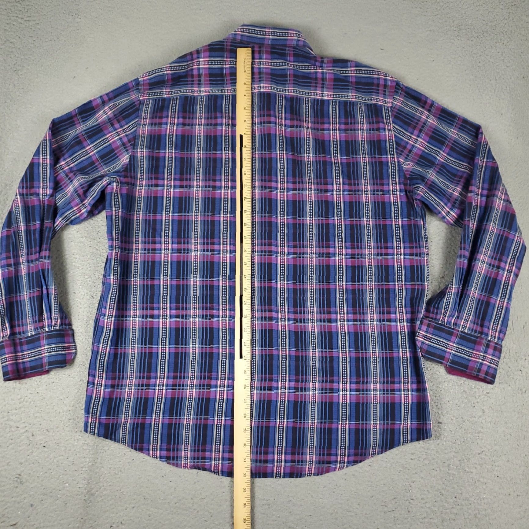 BUGATCHI Bugatchi Uomo Shirt Mens L Purple Plaid Classic Fit Button-Up Long Sleeve Size US L / EU 52-54 / 3 - 4 Thumbnail