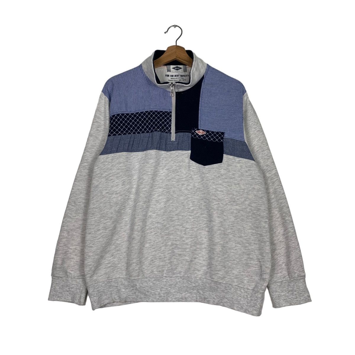 Japanese Brand BALL Half Zip Turtle Neck Colorblock Sweatshirts #0744-C34 Size US L / EU 52-54 / 3 - 1 Thumbnail