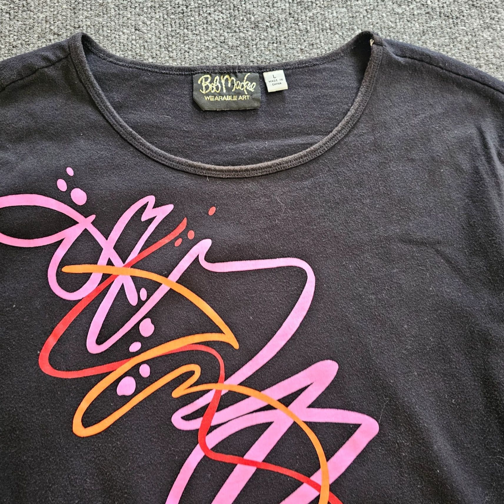 Bob Mackie Bob Mackie Top Shirt Women Large Black Abstract Art Artsy Short Sleeve Casual Blouse Size L / US 10 / IT 46 - 2 Thumbnail