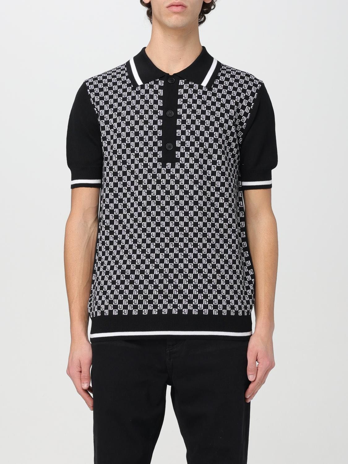 Balmain o1mt1gz0126 Mini Monogram Wool Polo Shirt in Black/White Size US L / EU 52-54 / 3 - 1 Thumbnail