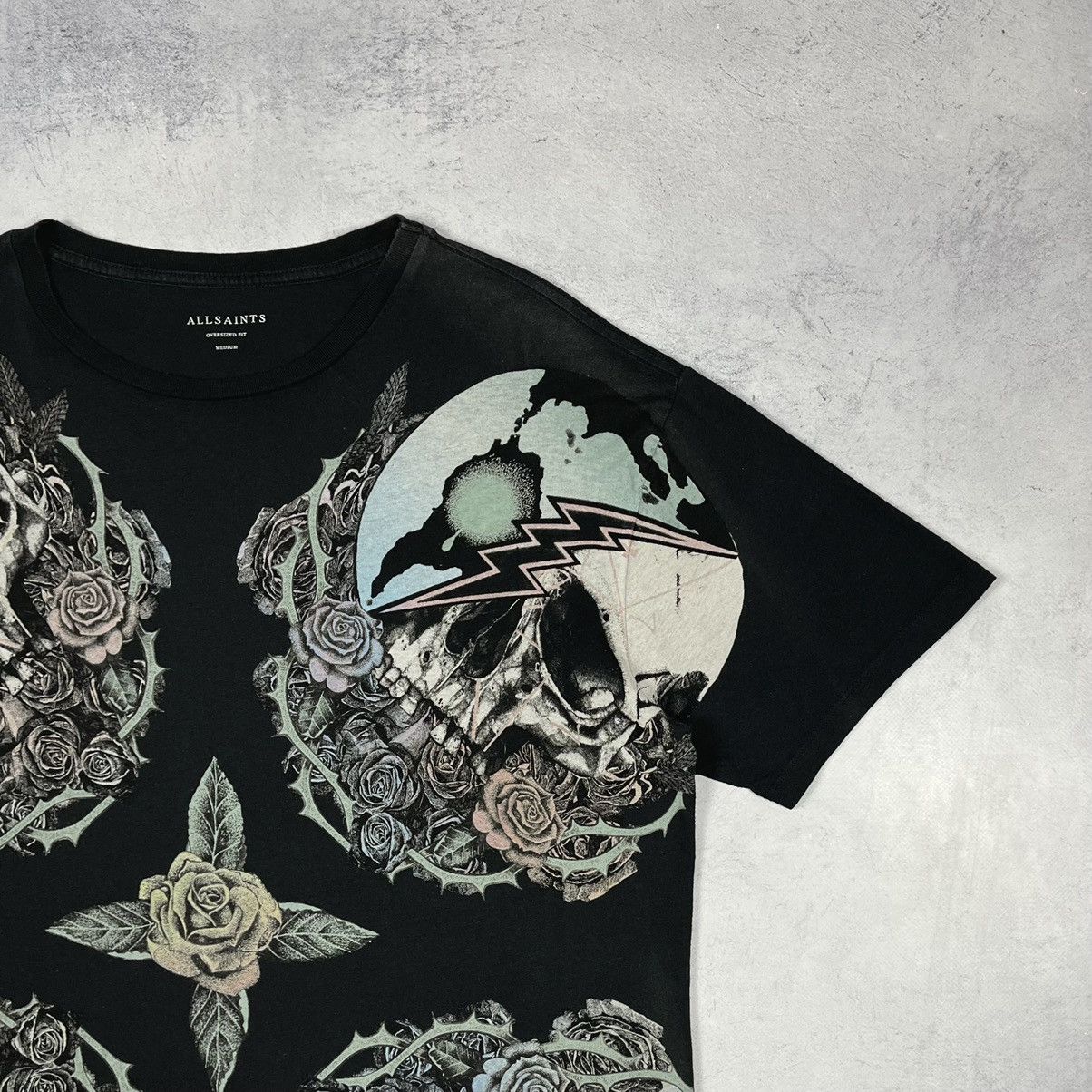 Allsaints Designer AllSaints Orbit Skulls Big Logo Oversize T Shirt Size US M / EU 48-50 / 2 - 3 Thumbnail