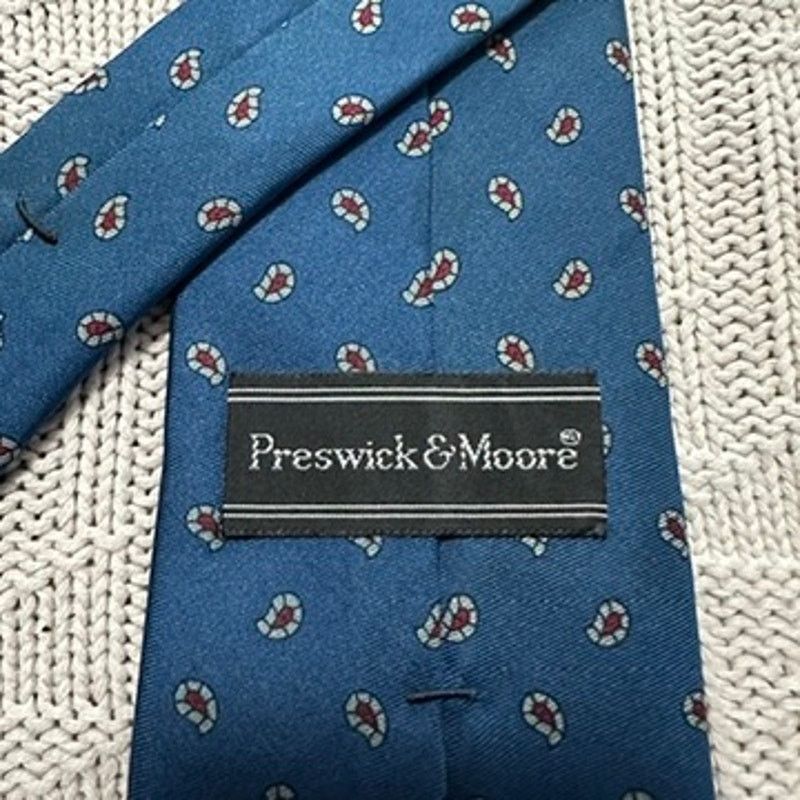Vintage Vintage Preswick & Moore blue paisley silk tie Size ONE SIZE - 4 Thumbnail