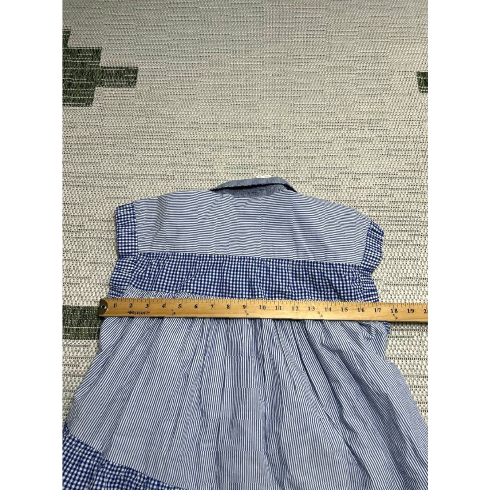 VINTAGE Anthropologie By Pilcro Tunic Dress Womens XS Blue Gingham Flounce  Hem New