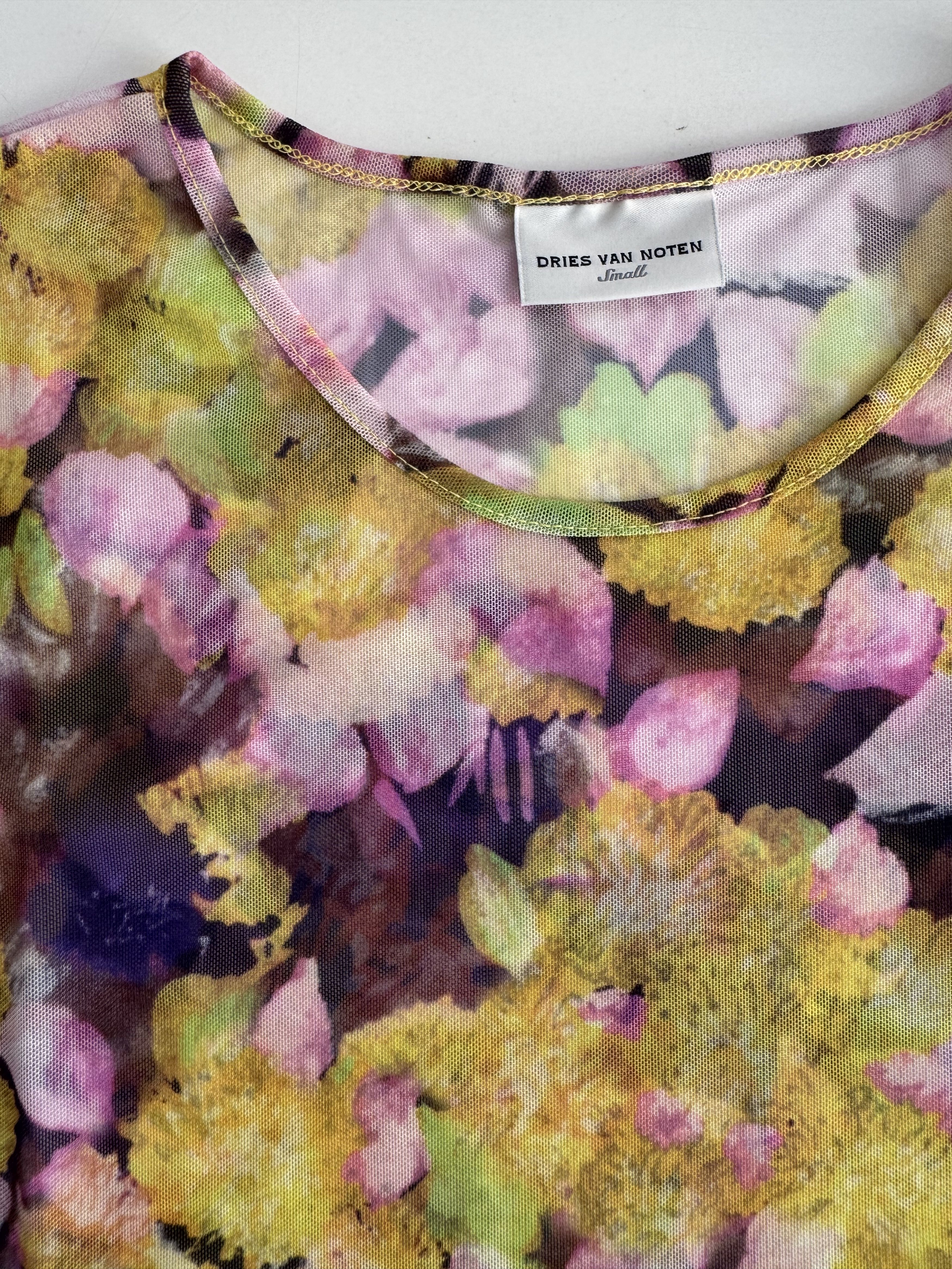 Dries Van Noten Floral-Print Stretch-Mesh Top Size S / US 4 / IT 40 - 3 Thumbnail