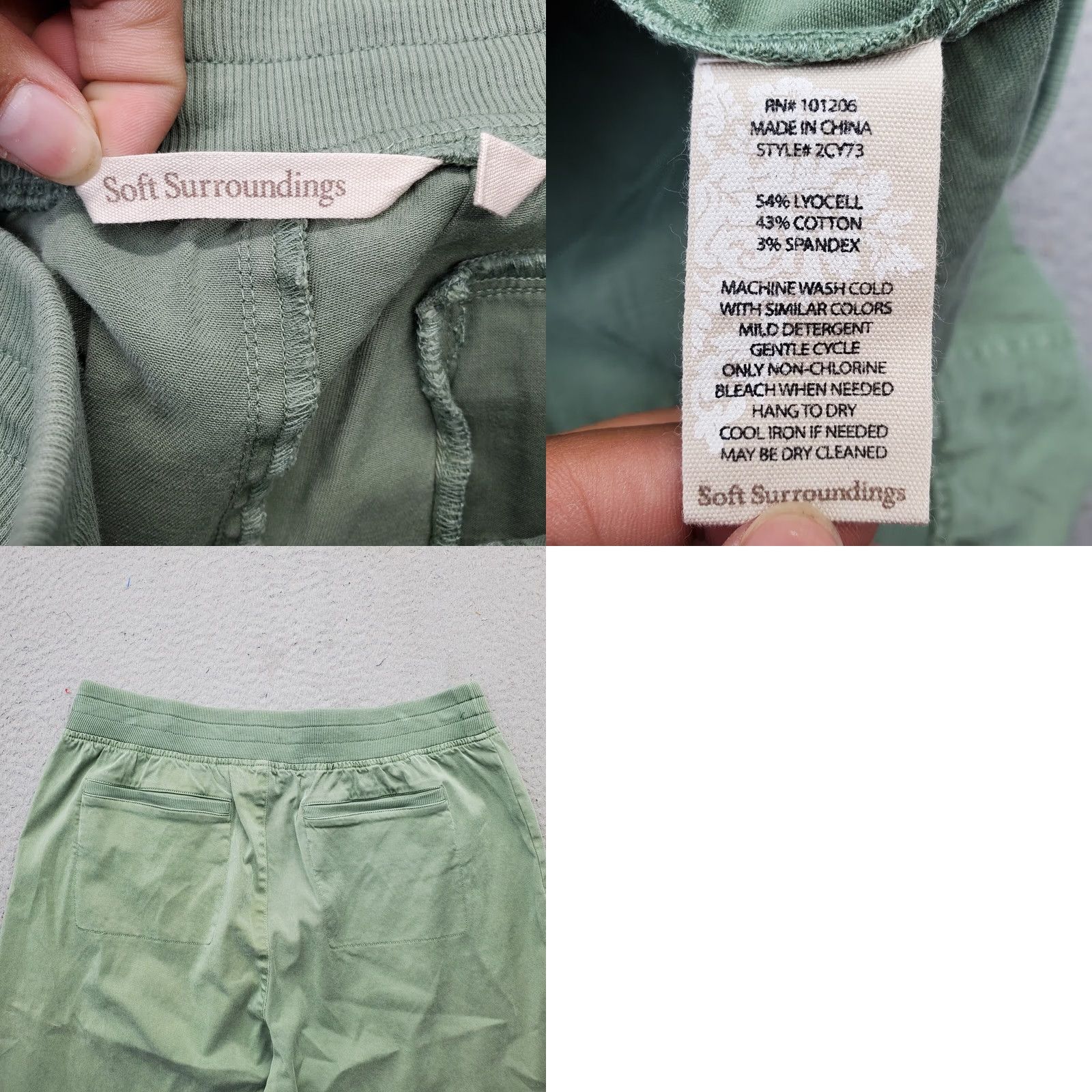 Soft Surroundings Soft Surroundings Pull On Pants Womens M Green Straight Leg Elastic Waist Pockets Shirt? Size 32" / US 10 / IT 46 - 8 Thumbnail