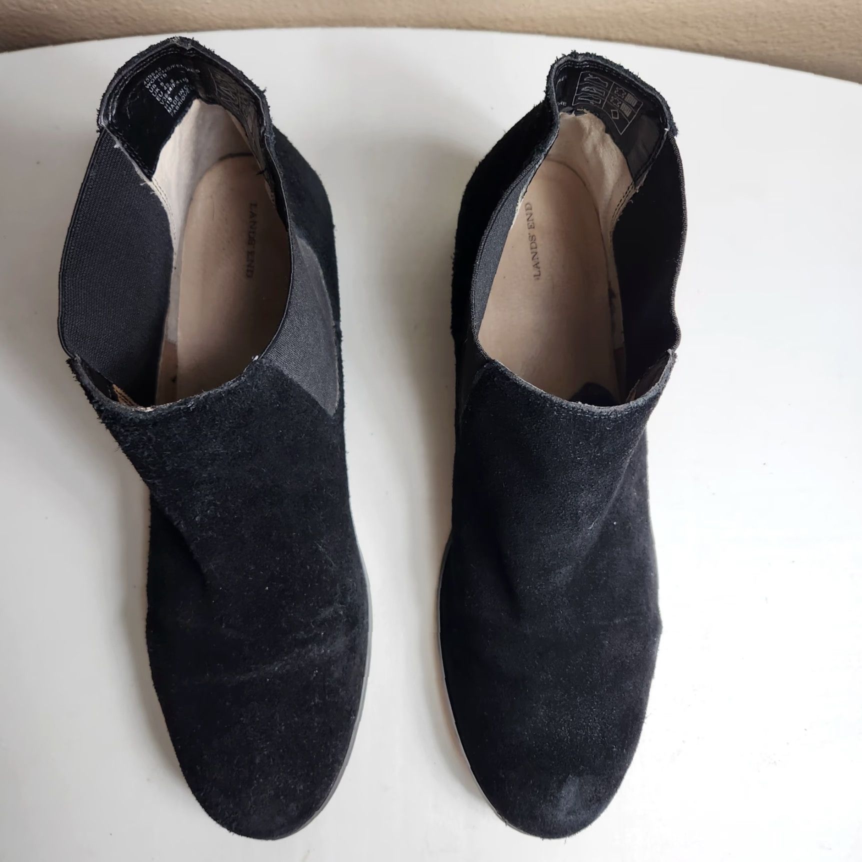 Lands' End Lands' End Black Suede Chelsea Booties |11B| Block Heel Boots Womens Chelsea Size US 11 / IT 41 - 4 Thumbnail