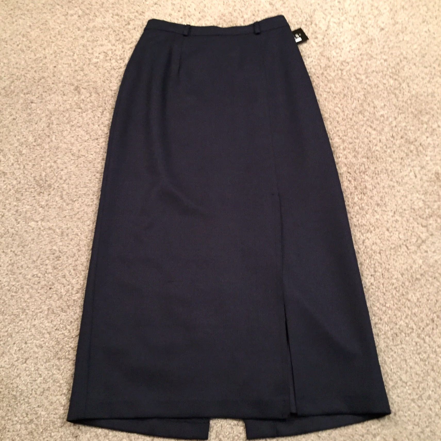 Vintage Soft Works Skirt Maxi Womens Long Blue Herringbone Size 10 Elastic Waist Slit Updated 2024 New Size 32" / US 10 / IT 46 - 7 Thumbnail