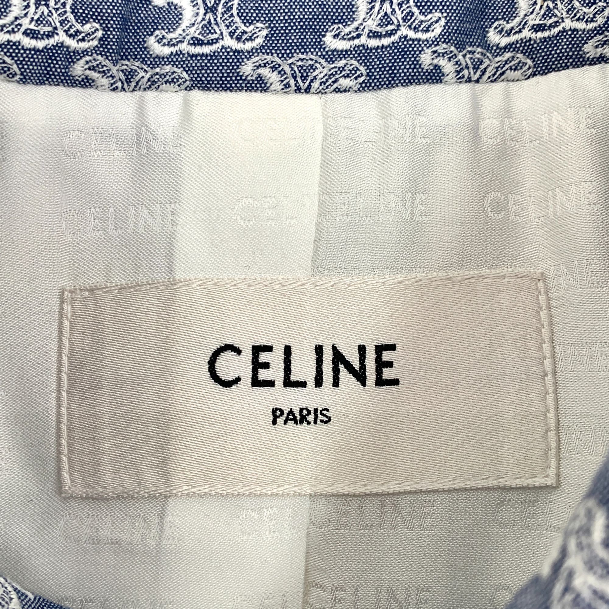 Celine Celine Blue Arc de Triomphe Print Cotton Long Sleeve Button- Size XS / US 0-2 / IT 36-38 - 5 Thumbnail