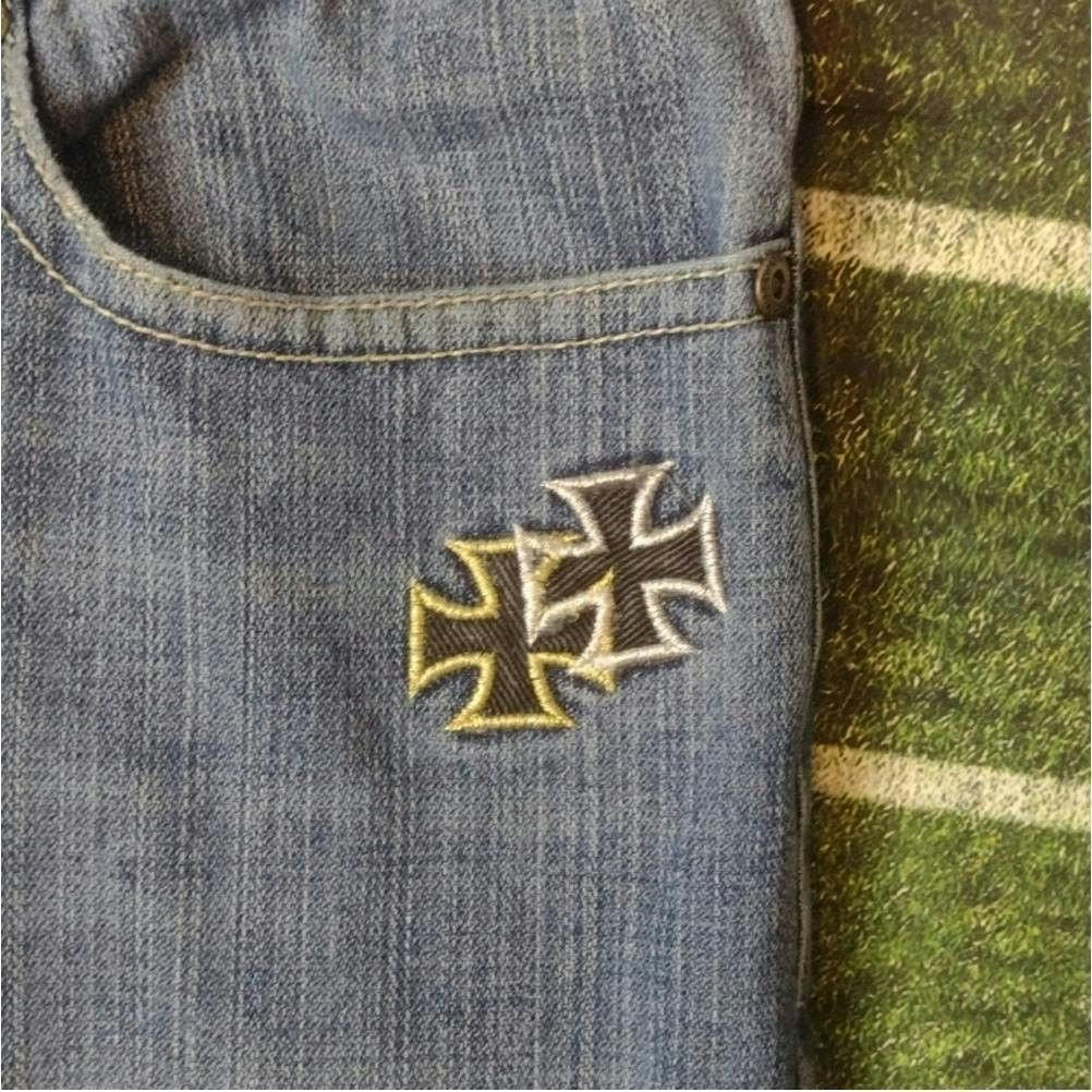 Robins Jeans ROBIN'S JEAN - croco blue cross jeans size 38 big & tall Size US 38 / EU 54 - 3 Thumbnail