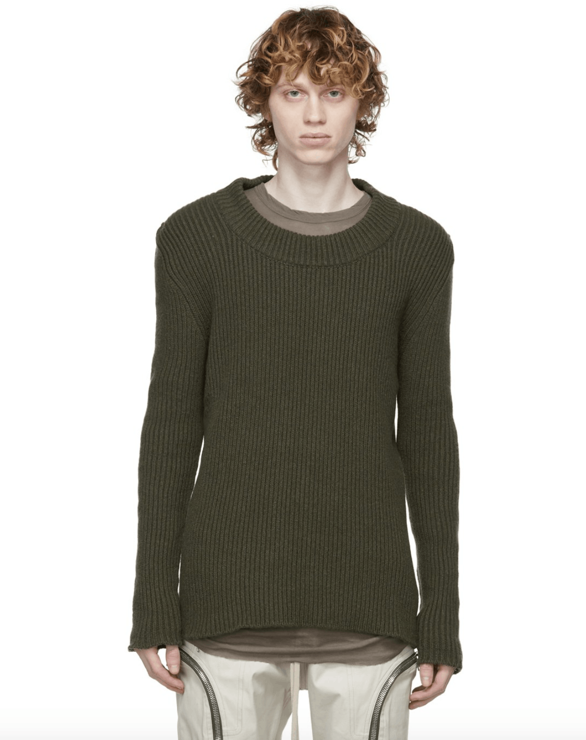 Rick Owens GREEN CASHMERE CREWNECK SWEATER Size US M / EU 48-50 / 2 - 1 Thumbnail