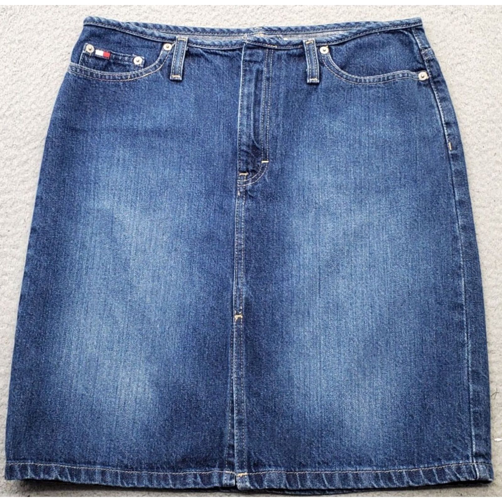 Tommy Hilfiger Tommy Hilfiger Skirt Womens 6 Blue Denim Straight & Pencil 5-Pocket Vented Zip Pockets Size 28" / US 6 / IT 42 - 2 Thumbnail