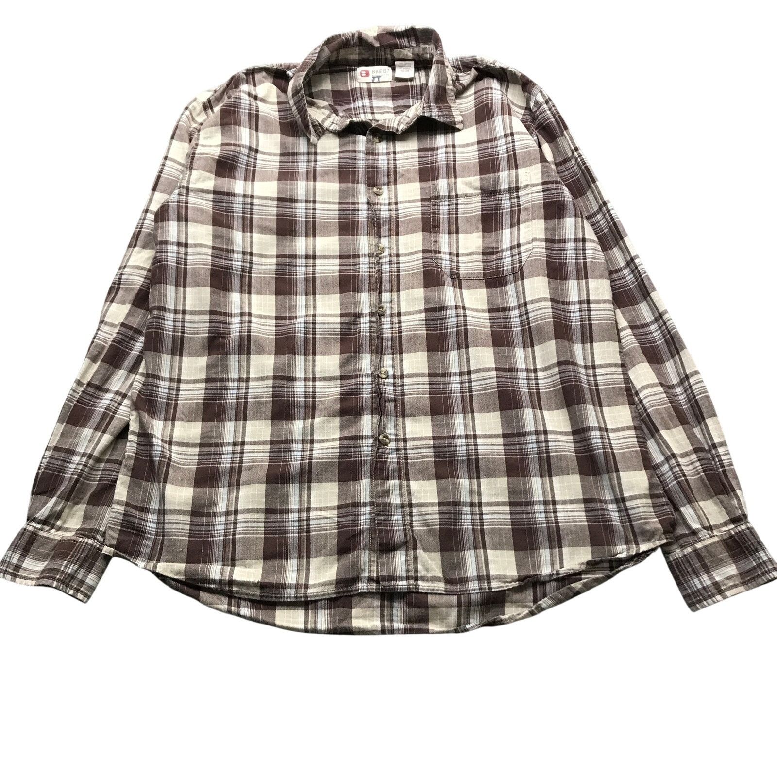 BKE BKE 67 Button Up Dress Shirt Mens XL Pocket Plaid Brown Size US XL / EU 56 / 4 - 1 Thumbnail