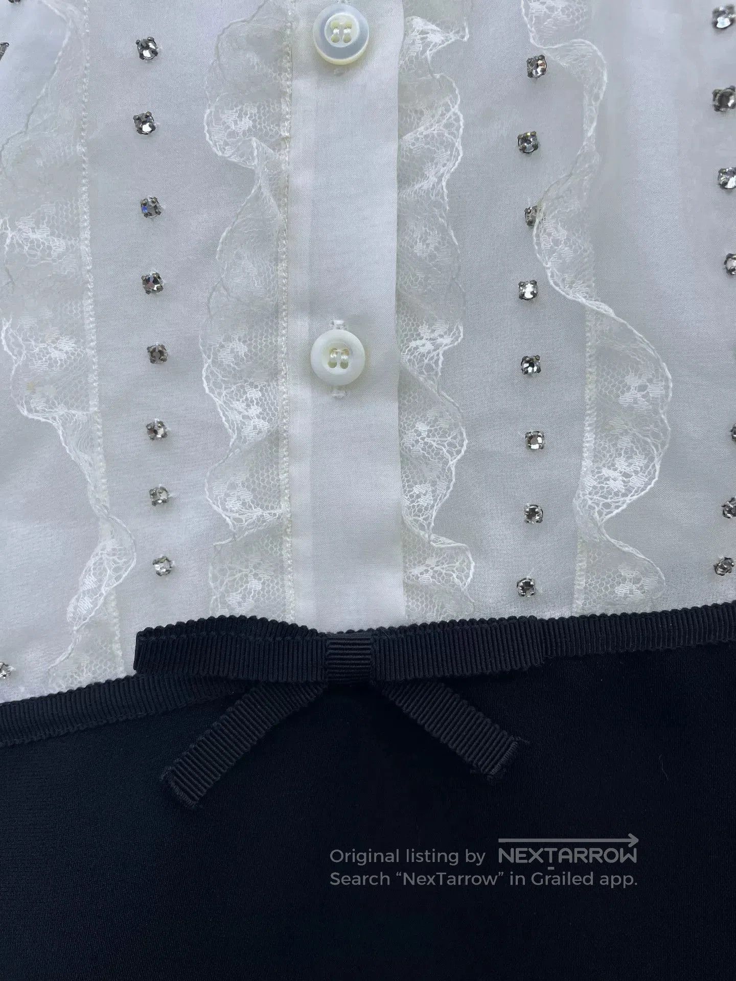 Miu Miu Miu Miu Doll Collar Rhinestone Lace Dress. Size S / US 4 / IT 40 - 5 Thumbnail