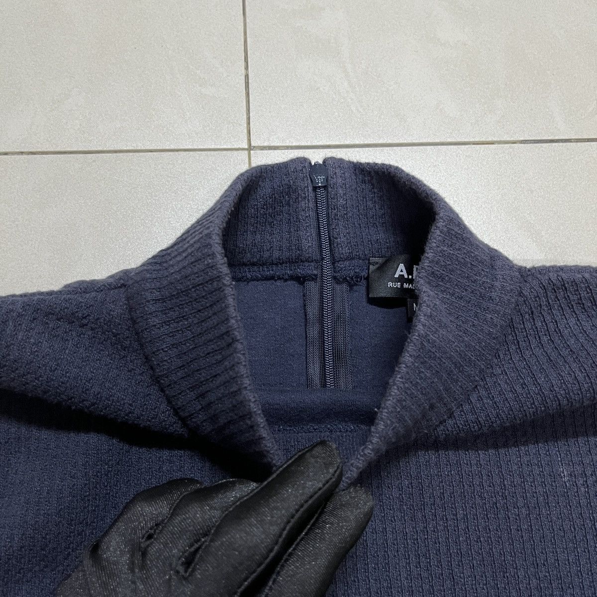 A.P.C. × Vintage Vintage A.P.C Mockneck Waffle Longsleeve T Shirt Size S / US 4 / IT 40 - 4 Thumbnail