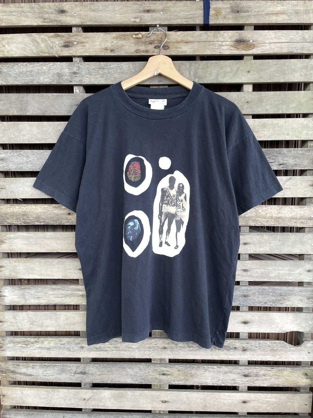 image of Agnes B x Art 1996 Agnes.b Rafael Gray Collection T-Shirt D’Artistes in Black, Men's (Size Medium)
