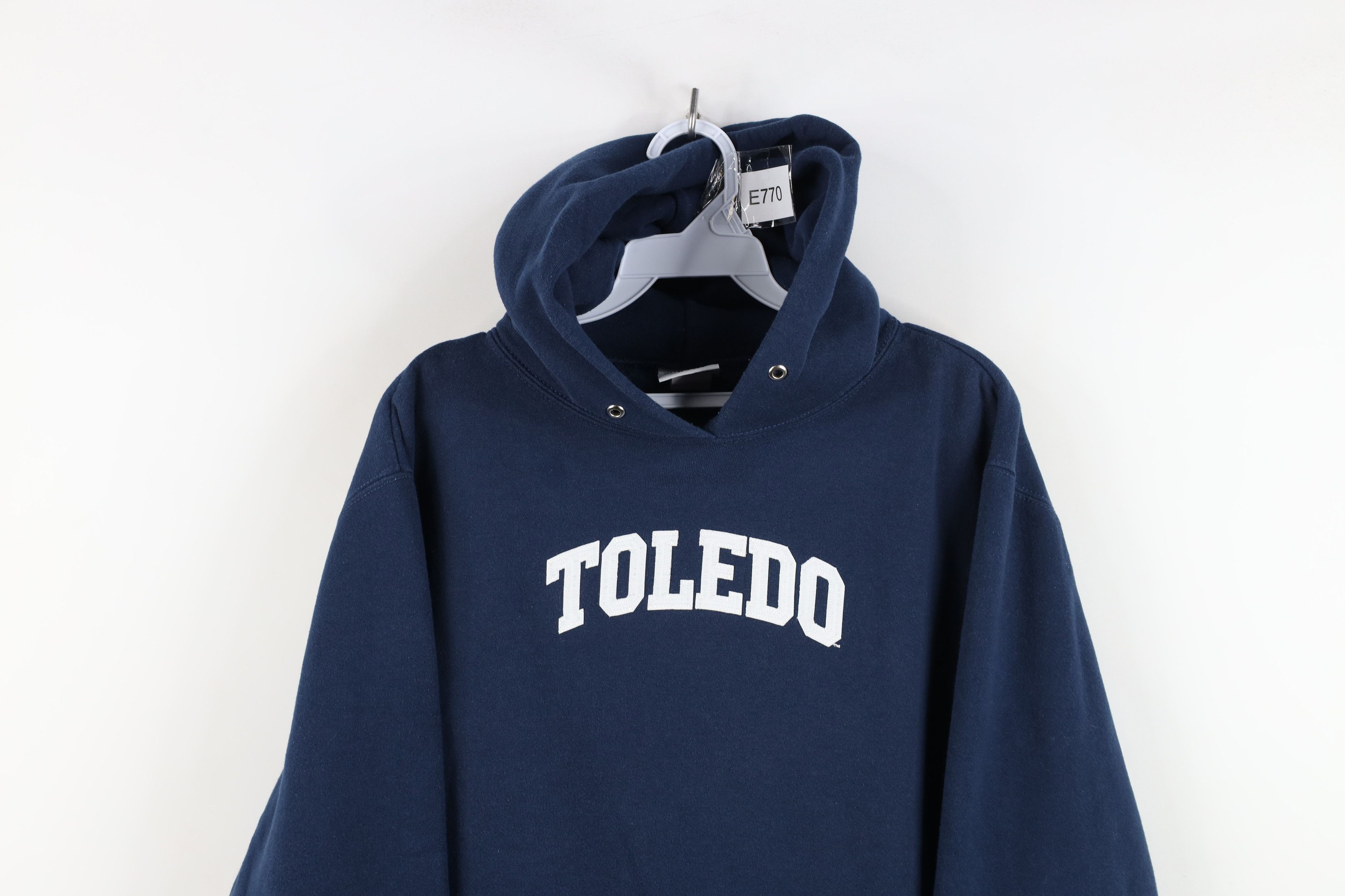 Vintage Vintage 90s University of Toledo Hoodie Sweatshirt Blue USA Size L / US 10 / IT 46 - 2 Thumbnail