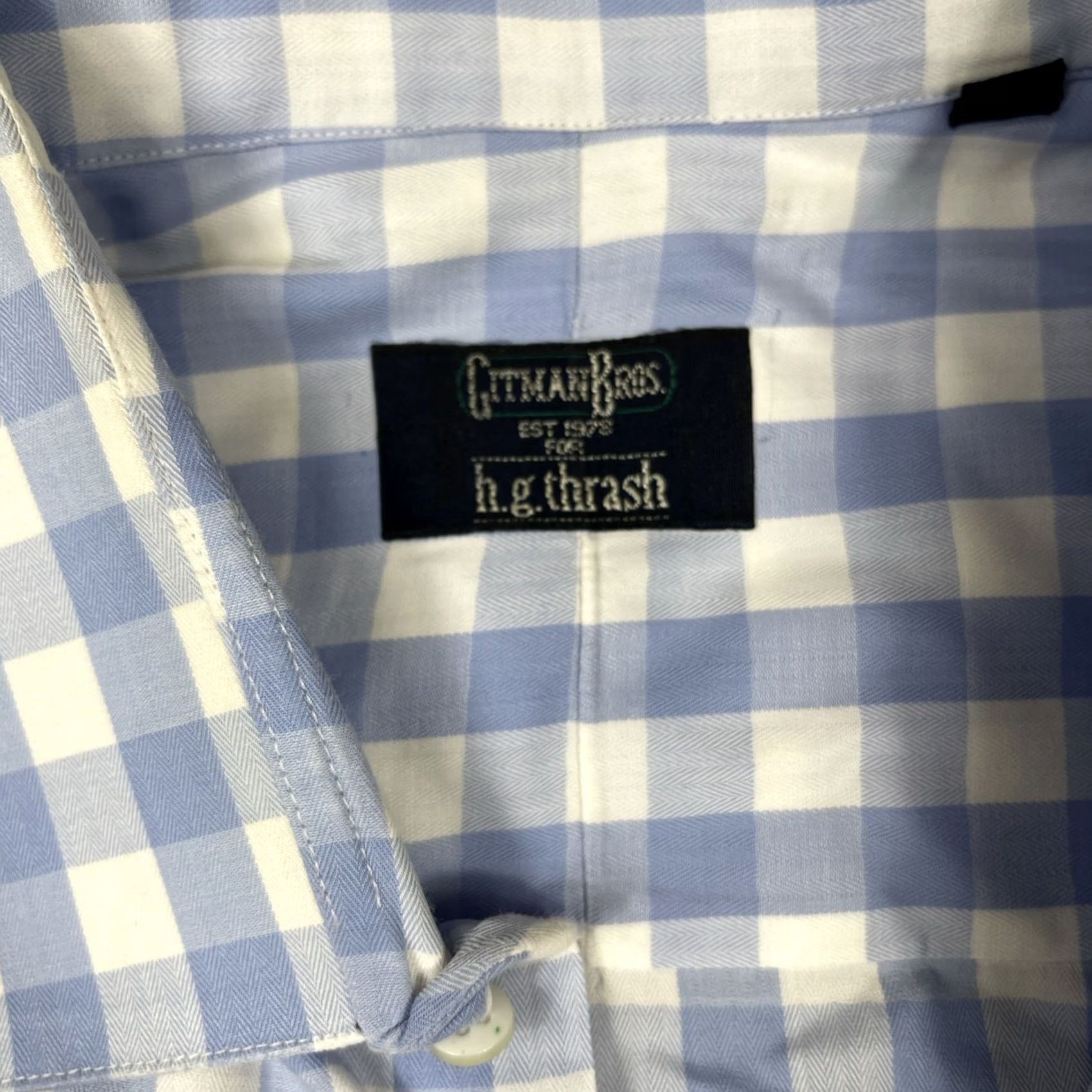 Vintage Gitman Bros Shirt Mens L Blue Button Up USA Made Gingham Check Regular Fit Long Sleeve Size US L / EU 52-54 / 3 - 7 Thumbnail