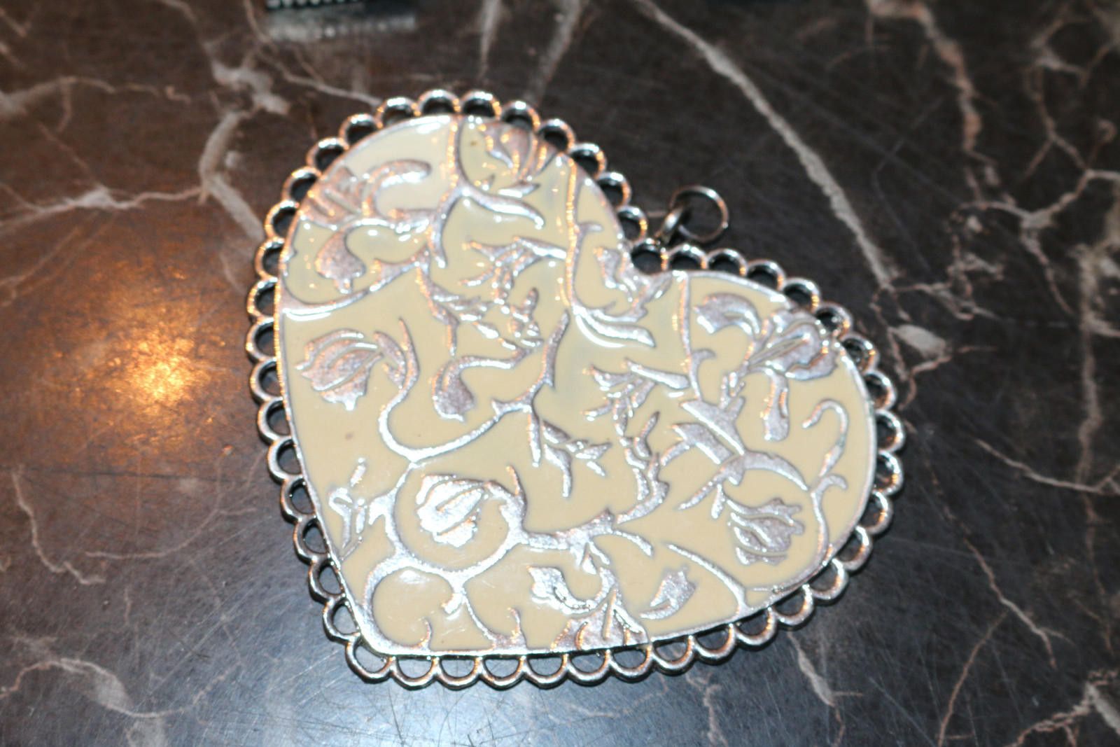 Other Vintage Large Heart for Necklace Ornate Silvertone padlock Size ONE SIZE - 4 Thumbnail