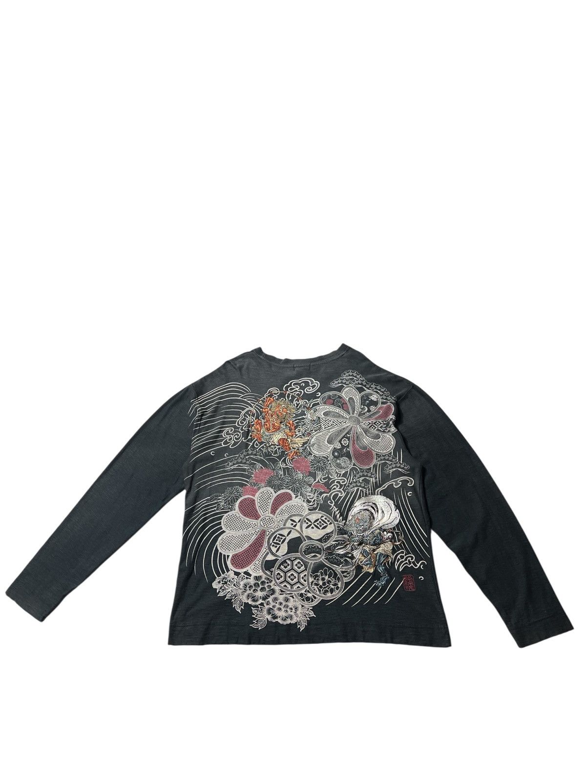 Japanese Brand Crazy Karakuri Tamashii Y2k Printed Beautiful Faded Shirt Size US XXL / EU 58 / 5 - 2 Thumbnail