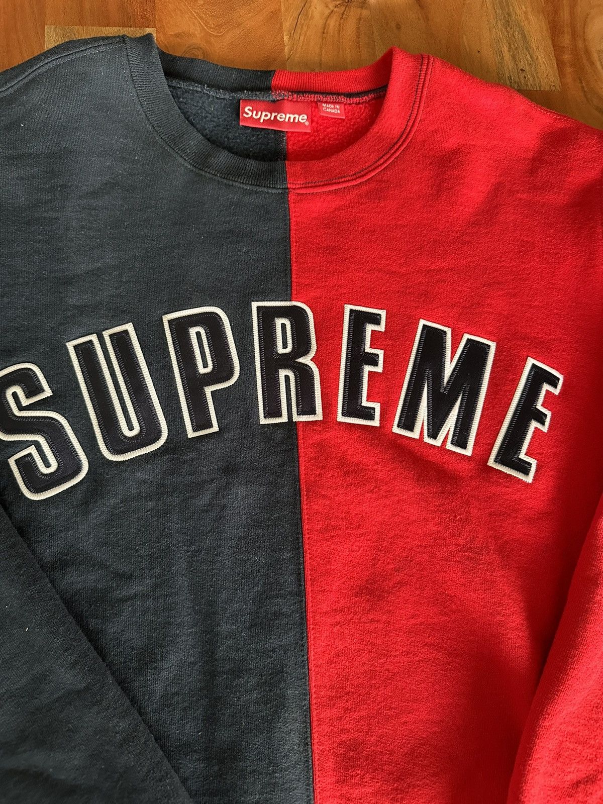 Supreme Supreme Split Crewneck (Red/Blue) Size US M / EU 48-50 / 2 - 2 Thumbnail