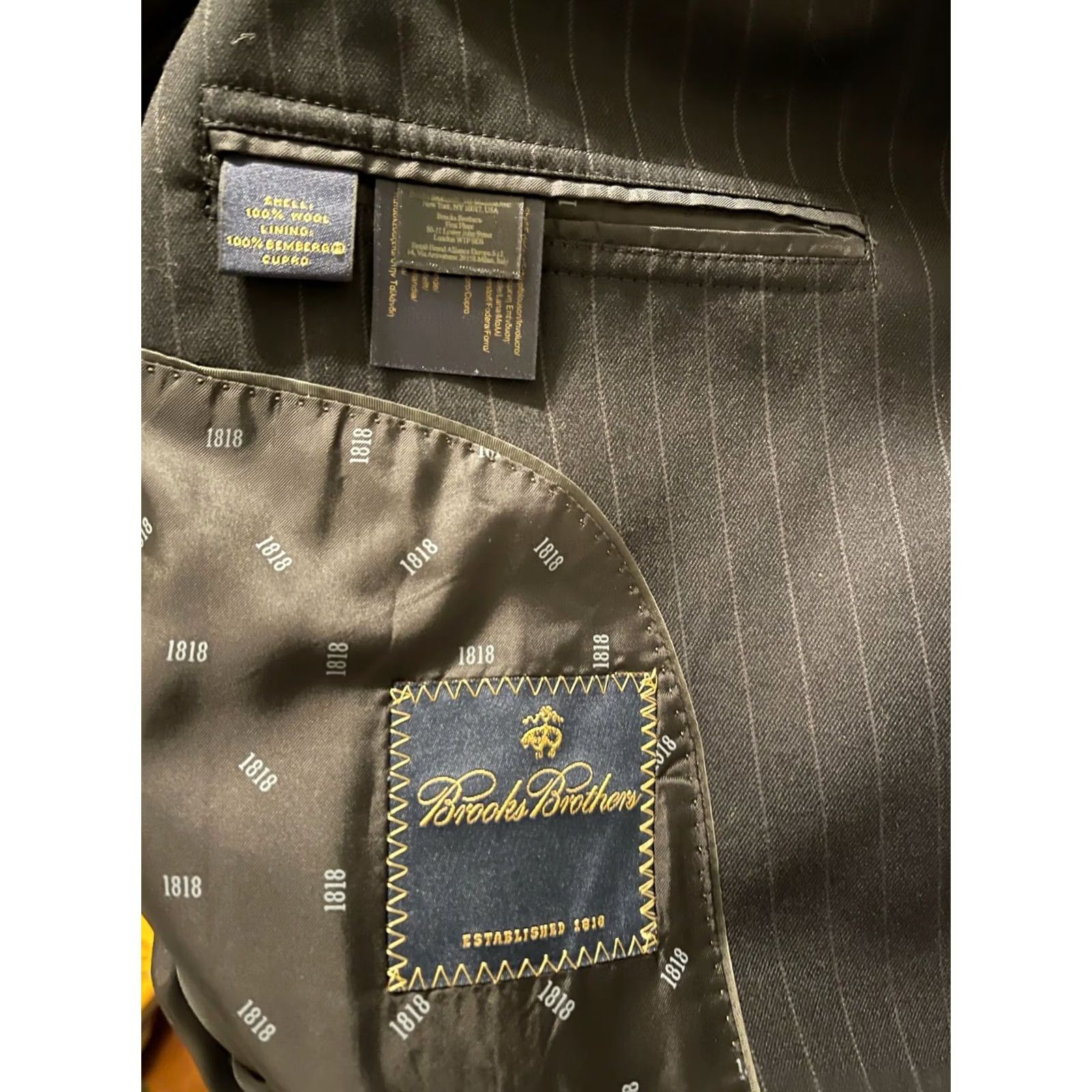 Brooks Brothers Brooks Brothers 1818 Blazer Suit Jacket Coat Wool Dark Navy Pinstripes Men's 44 Size 44R - 5 Thumbnail