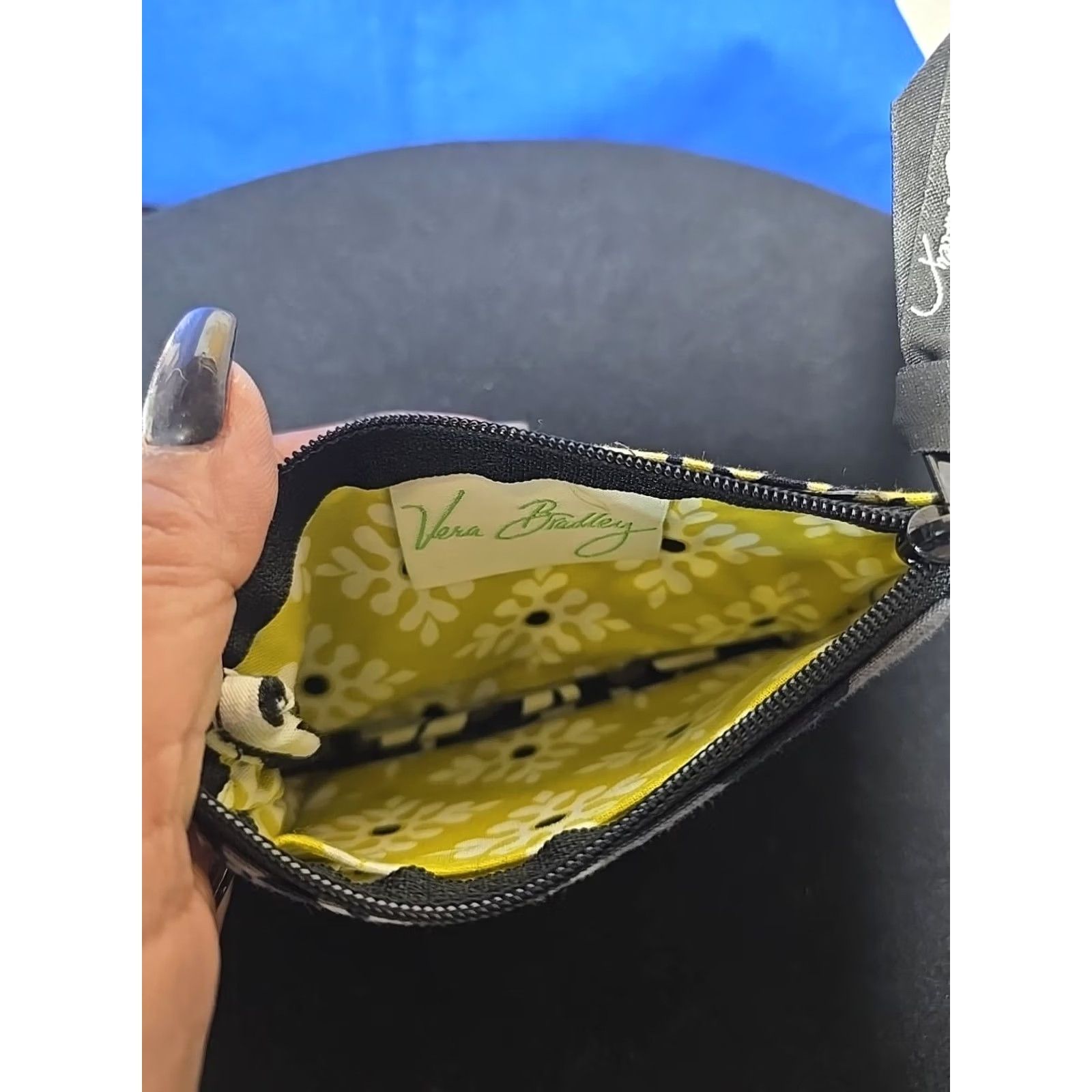 Vera Bradley Vera Bradley ID Case Holder Zip Coin Purse Wallet Black Gray Yellow Lucky You Size ONE SIZE - 5 Thumbnail