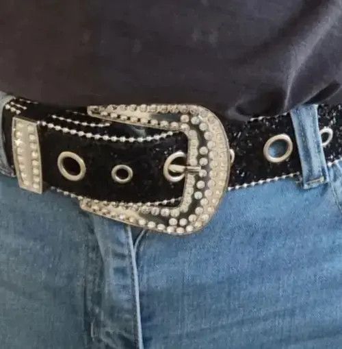 Other Asakawa x Kamon Rhinestone PU Leather Belt Size ONE SIZE - 4 Thumbnail