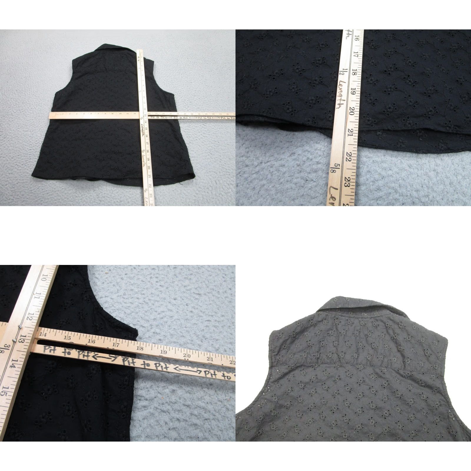 Ralph Lauren VINTAGE Lauren Ralph Lauren Shirt Womens L Black Sleeveless Eyelet Floral y2k Size L / US 10 / IT 46 - 8 Thumbnail
