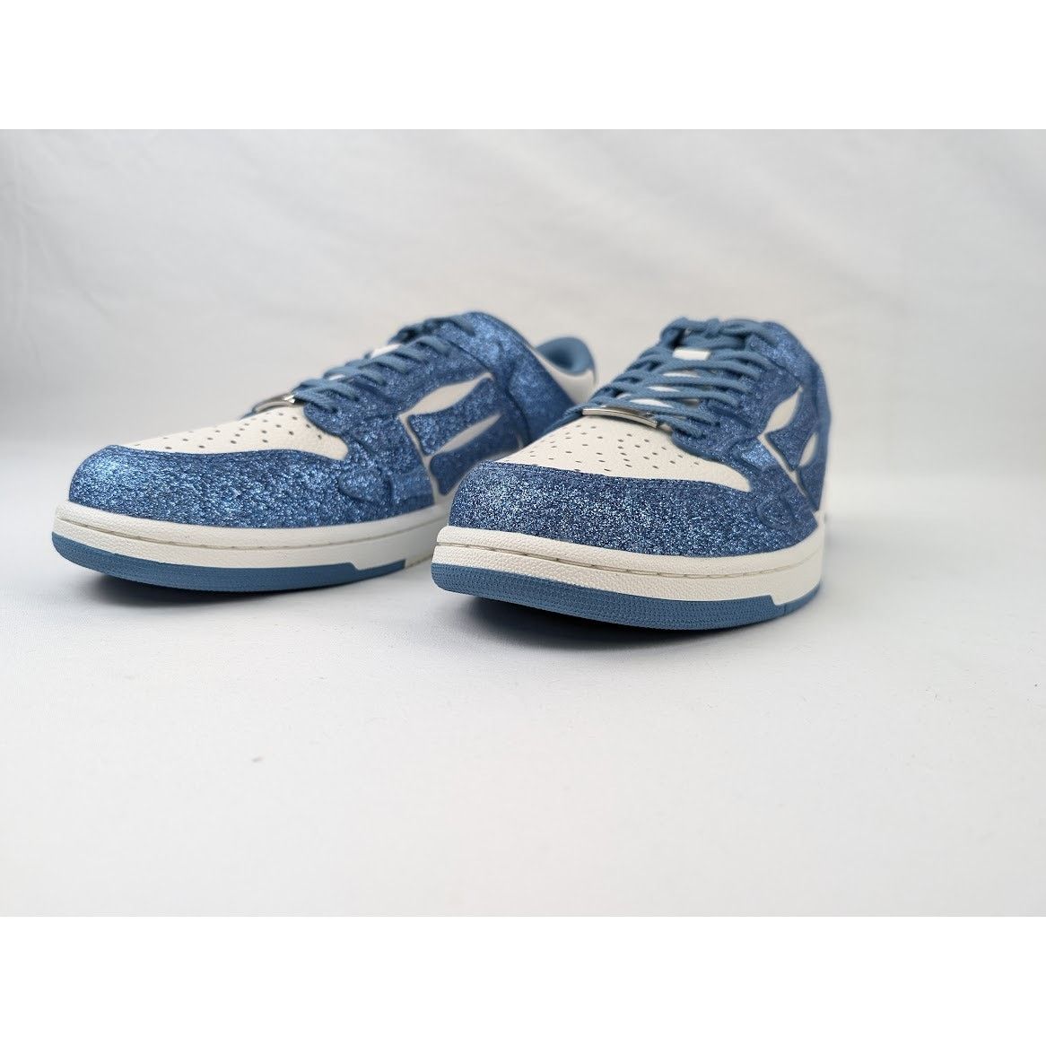 Amiri o1rshd1 Shimmer Skeleton Top Low Sneakers in White/Blue Size US 12 / EU 45 - 7 Thumbnail