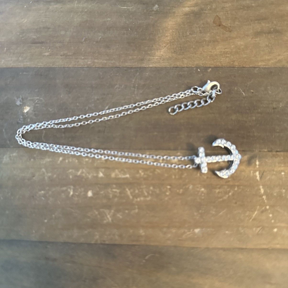 Other Silver tone rhinestone anchor pendant necklace Size ONE SIZE - 2 Thumbnail