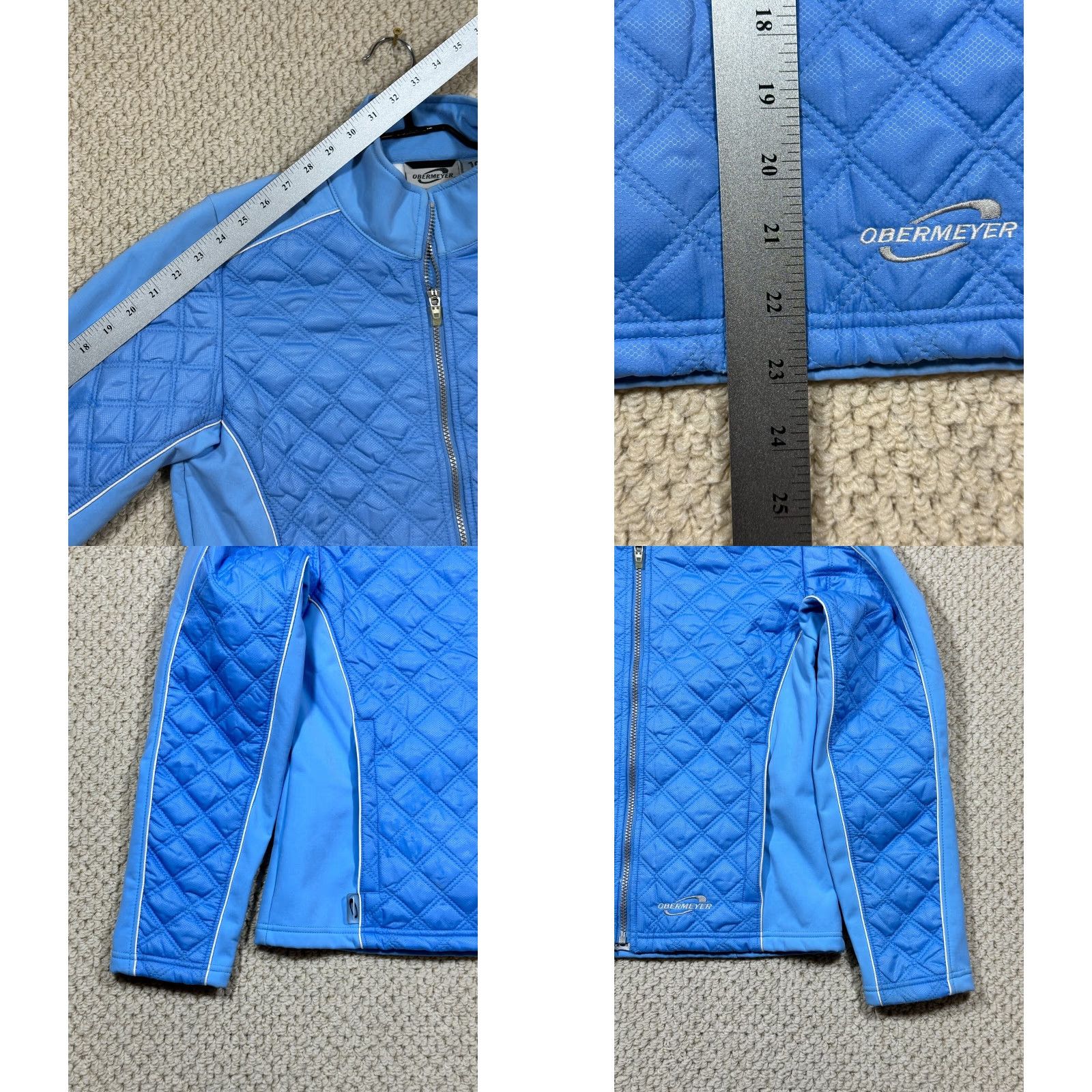Obermeyer Obermeyer Jacket Womens Size 10 Blue Hybrid Quilted Soft Shell Full Zip Jacket Size L / US 10 / IT 46 - 8 Thumbnail