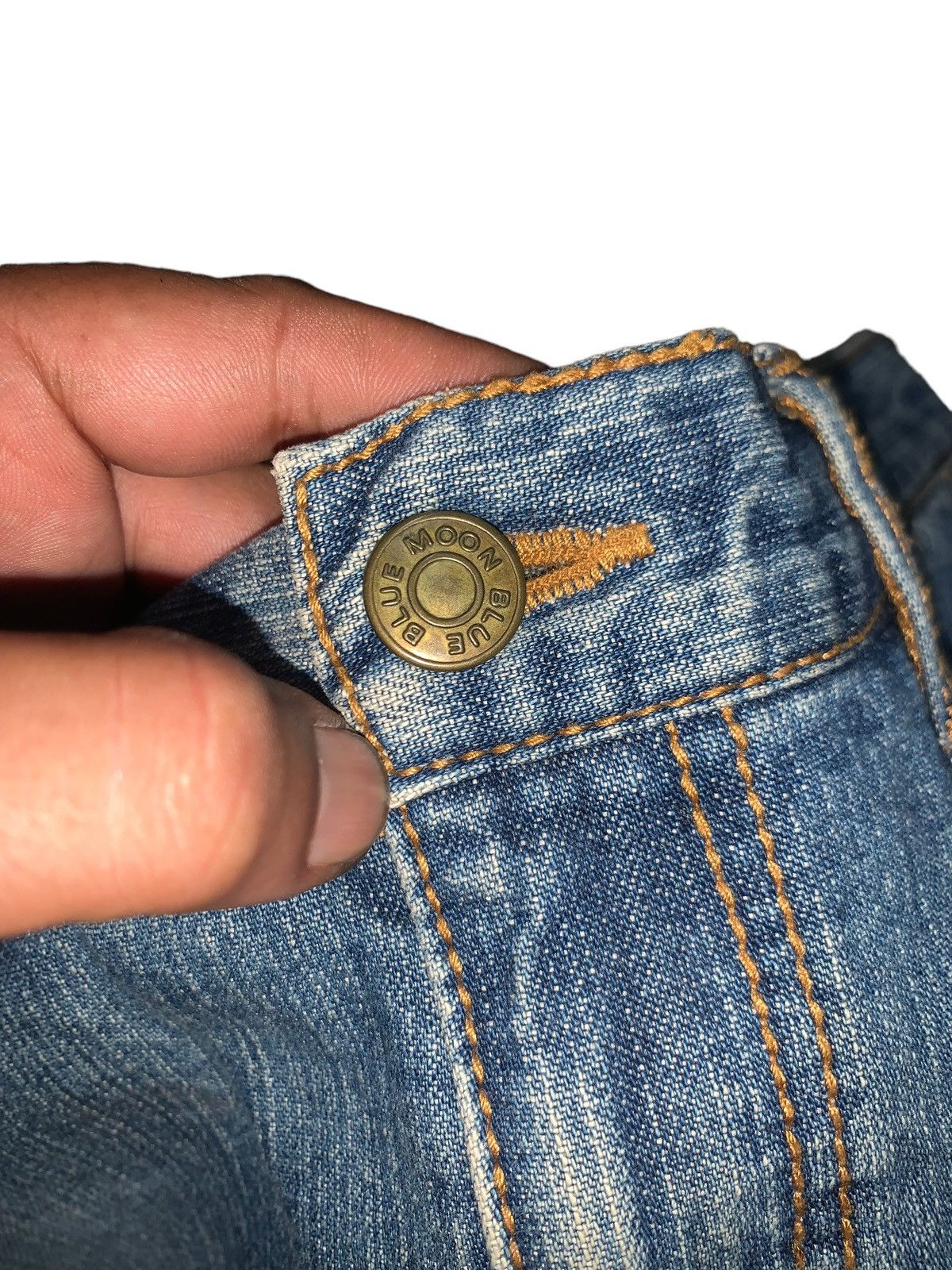 If Six Was Nine × Japanese Brand × Le Grande Bleu (L.G.B.) Vintage Blue moon blue patches denim mini skirt Size 30" / US 8 / IT 44 - 4 Thumbnail