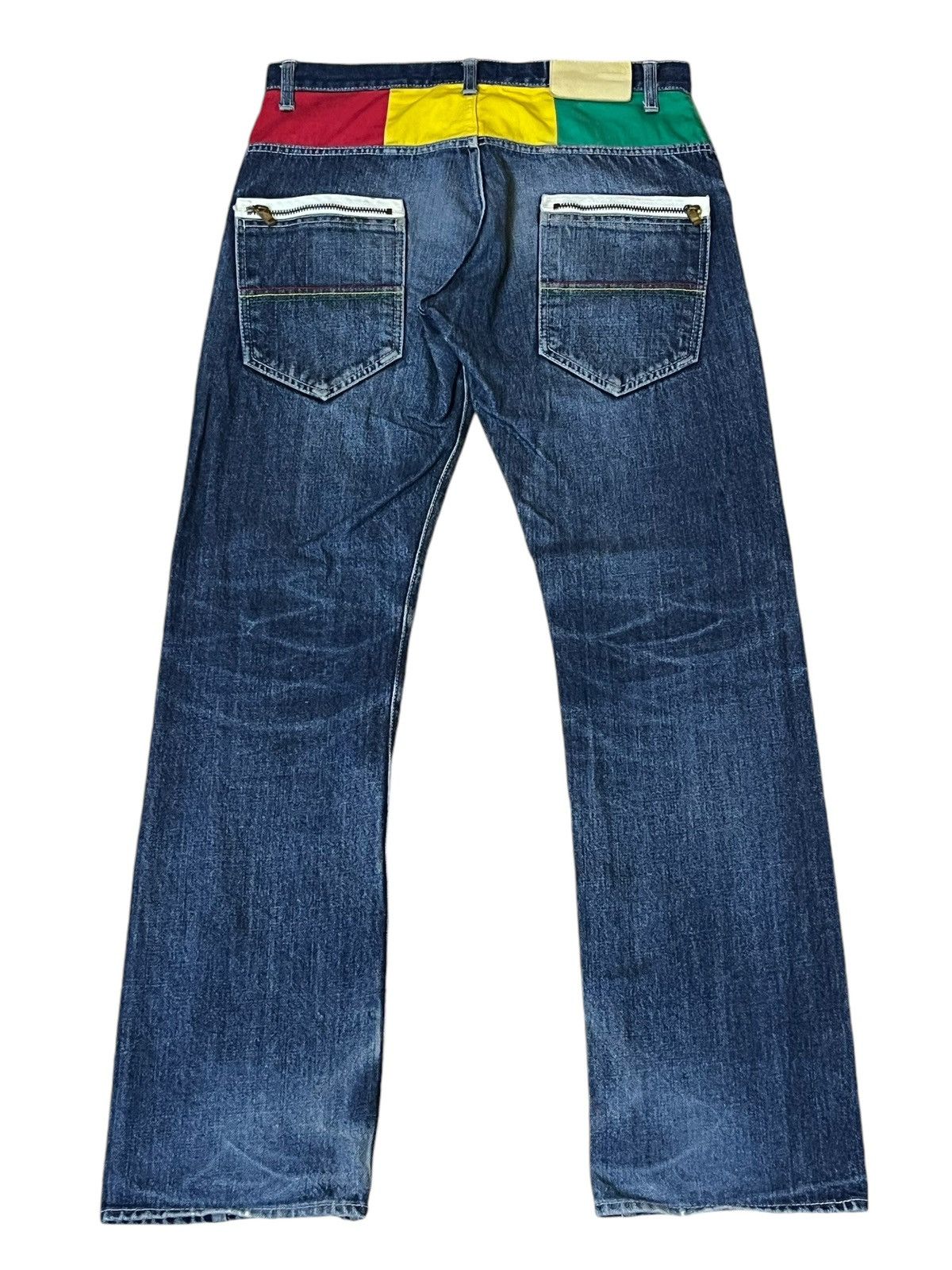 Japanese Brand SICK Y2K JAPANESE BRAND RASTA COLOUR JEANS MADE IN JAPAN Size US 32 / EU 48 - 1 Thumbnail