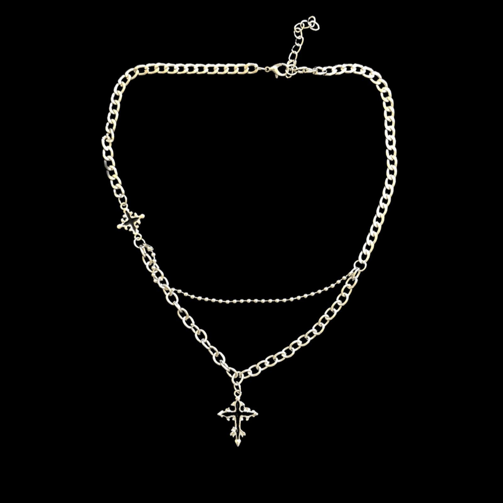 Jewelry Cross Chain Necklace Punk Y2K in Silver, Men's