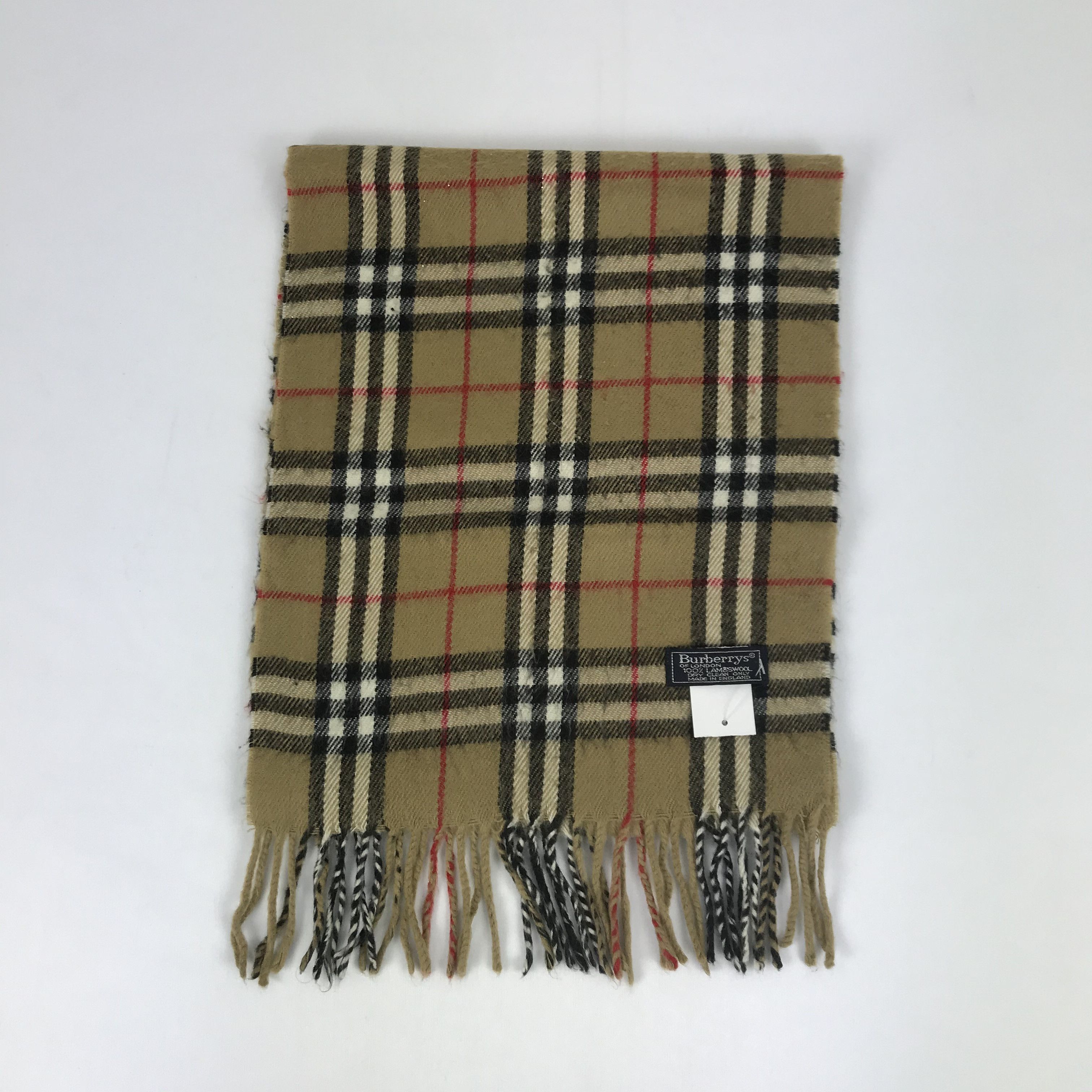 Vintage Burberry Scarf Wool Check Winter Scarves.