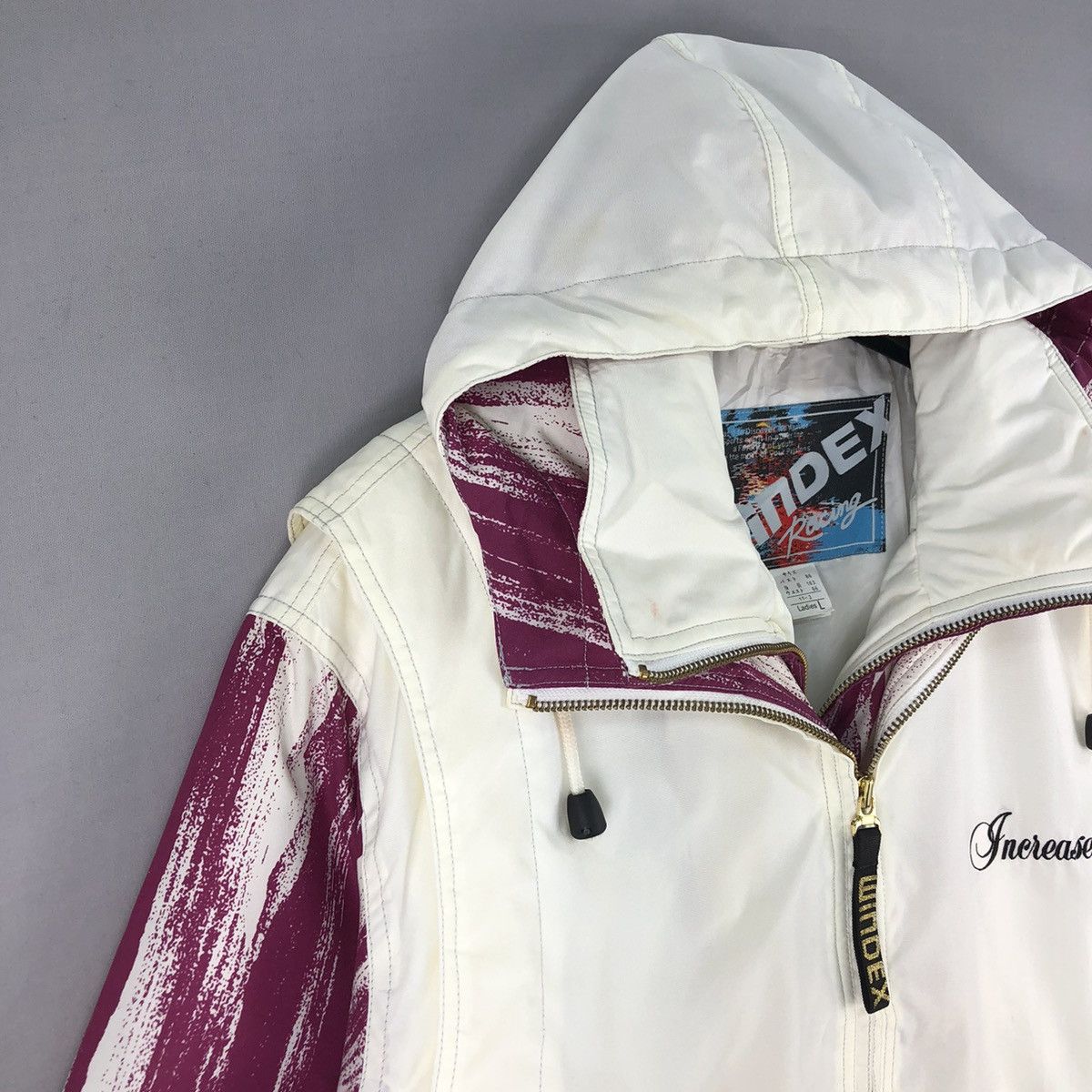 NASCAR Vintage 90's Racing Jacket Hooded Ladies by Windex Racing Size L / US 10 / IT 46 - 2 Thumbnail